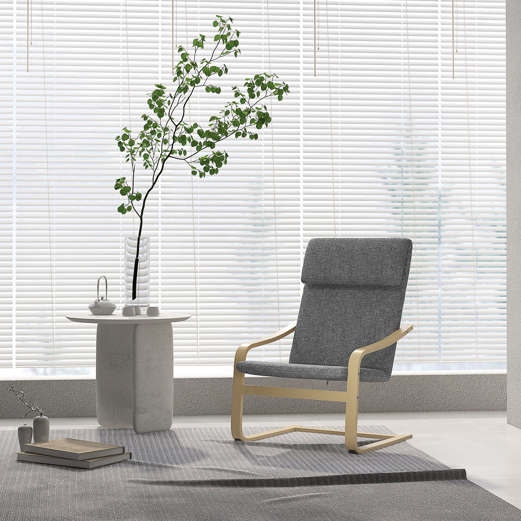 Logidon relaxstoel donkergrijs linnenlook met kussen 66,5x80x99 cm
