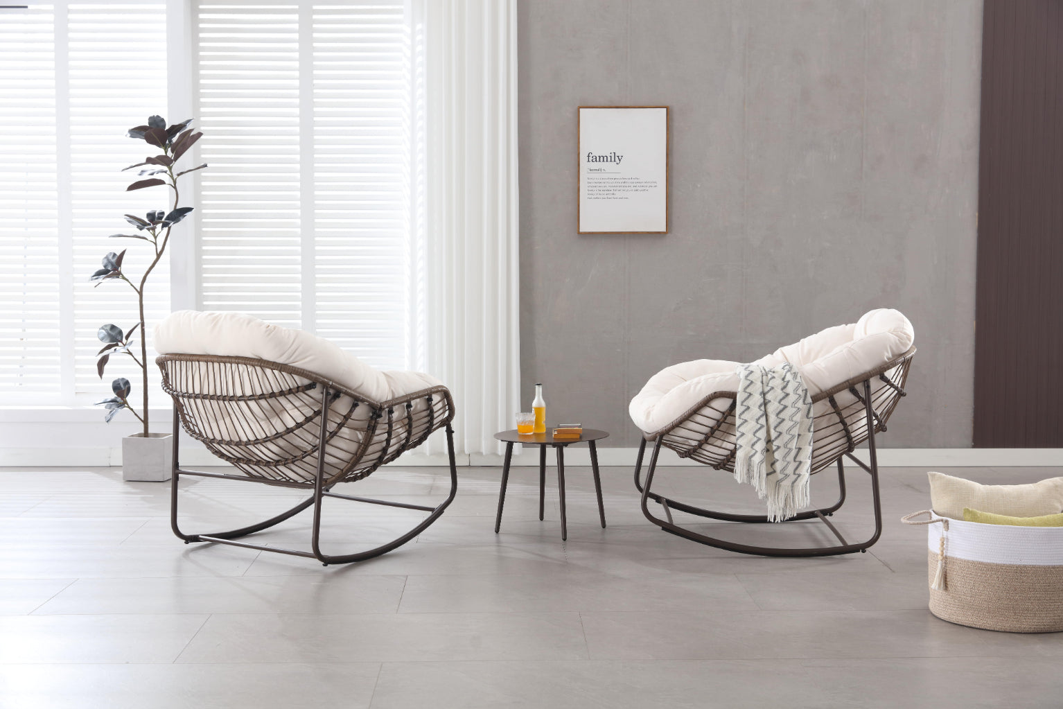 Logidon Outdoor Lounge Chair Groot Rieten Eigrijs met Dik Kussen