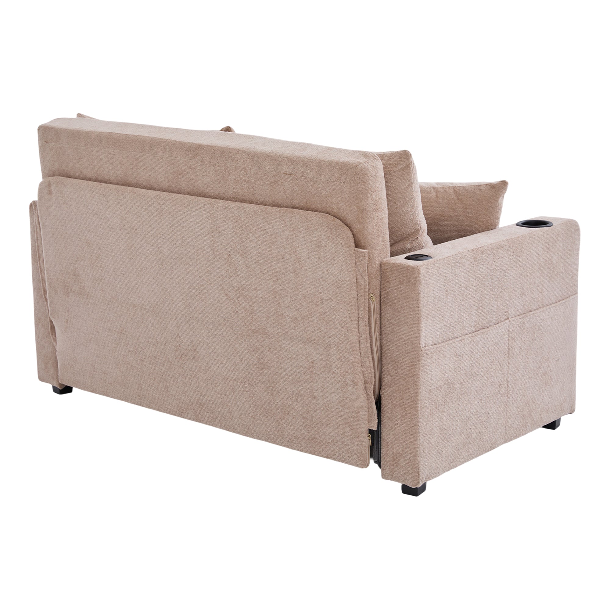 Logidon multifunctionele stoffen bank Khaki Velvet met USB-oplaadfunctie