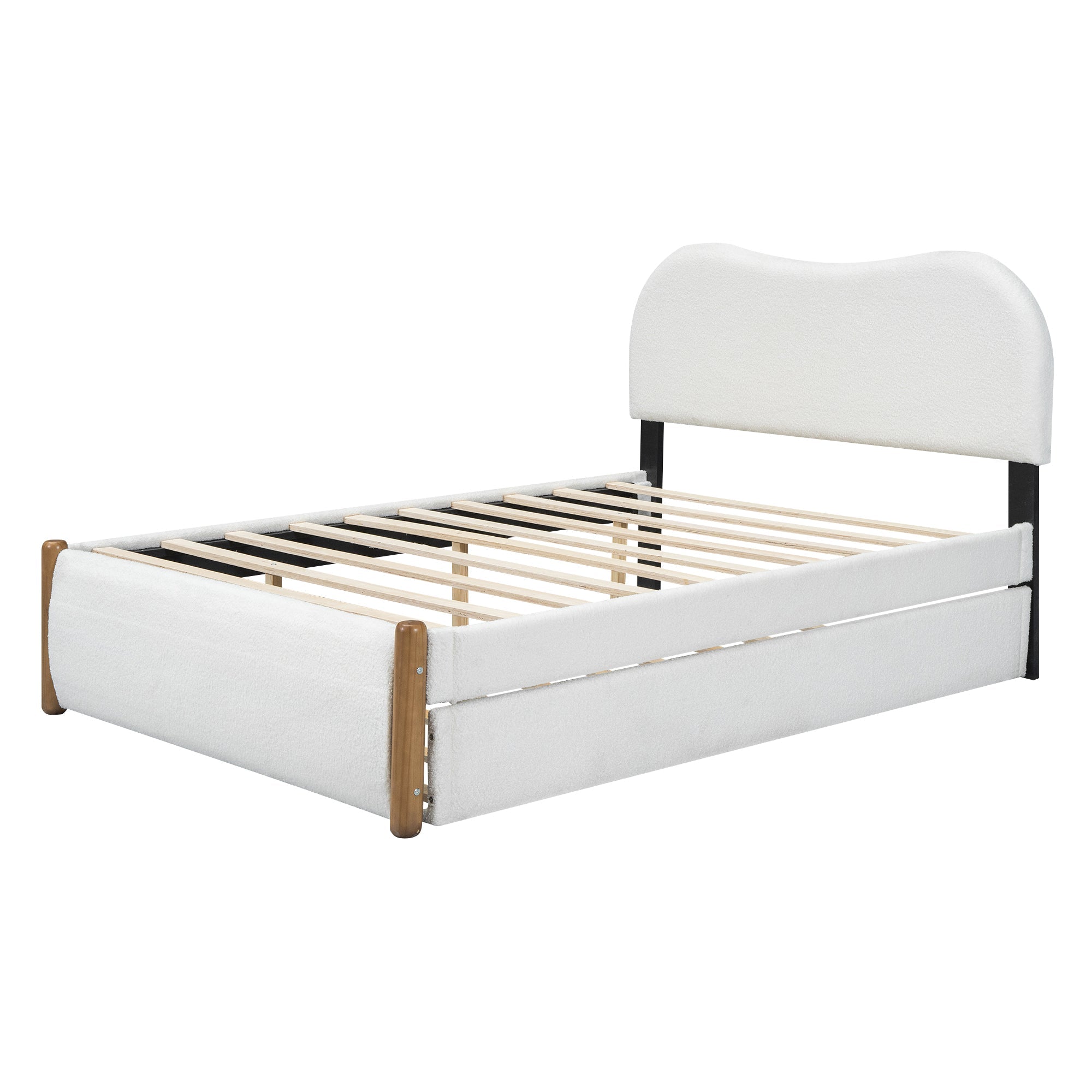 Logidon vlakbed 140x200 gestoffeerd bed uitschuifbaar onderschuifbed wit