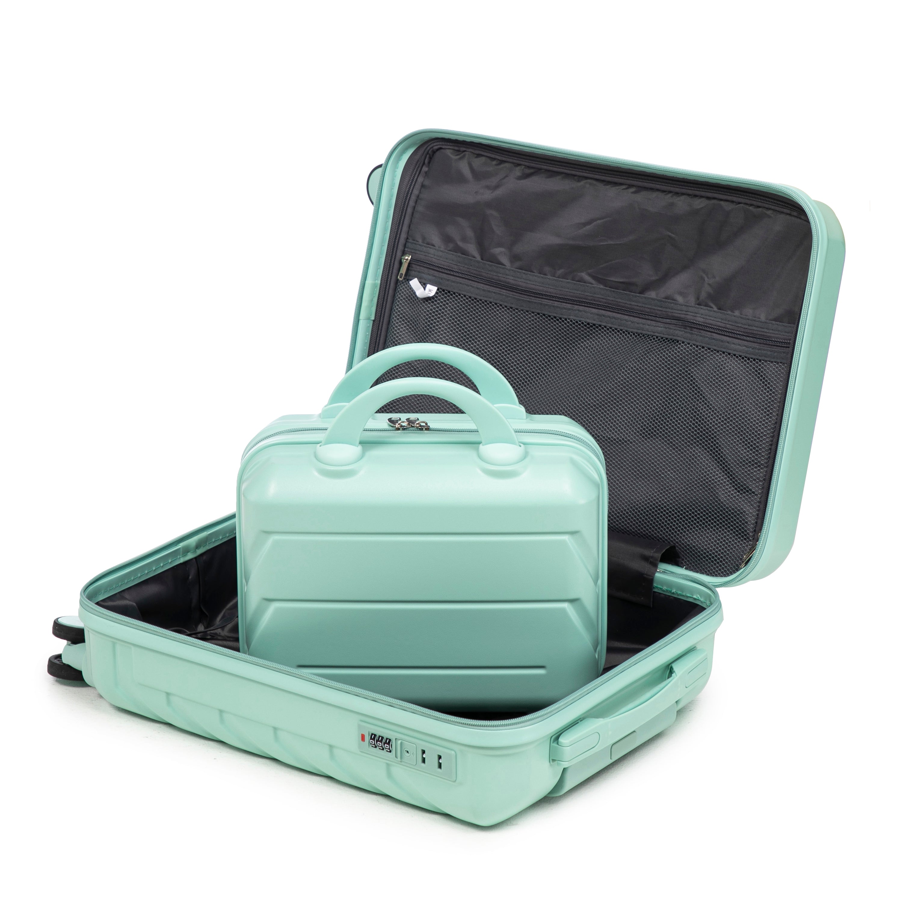 Logidon 14 en 19 inch ABS spinner kofferset mintgroen 2-delig