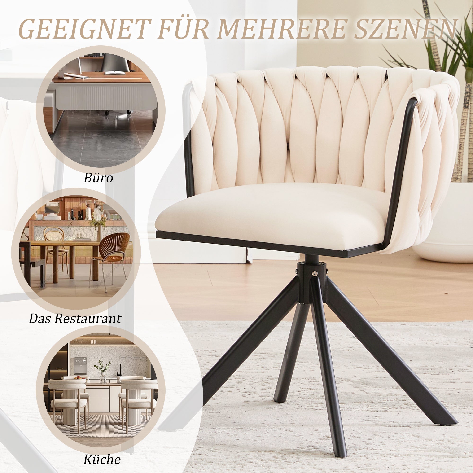 Logidon velours fauteuils met 180 graden draaifunctie, set van 2 Ivoor