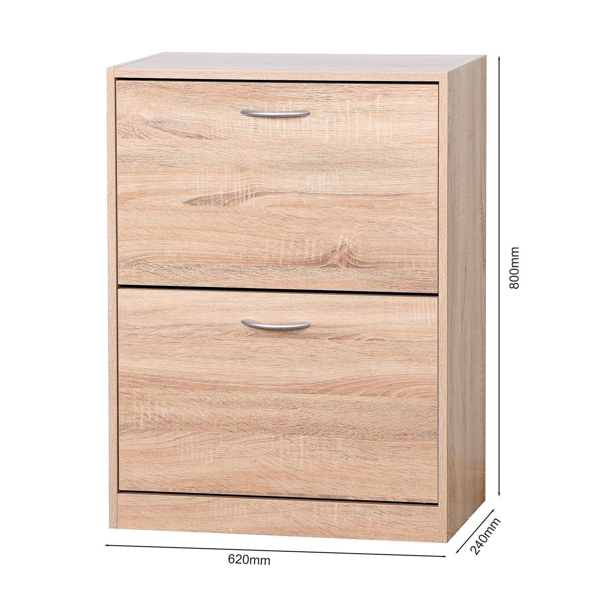 Logidon schoenenkast eiken wit met 2 vouwdeuren 62x24x80 cm
