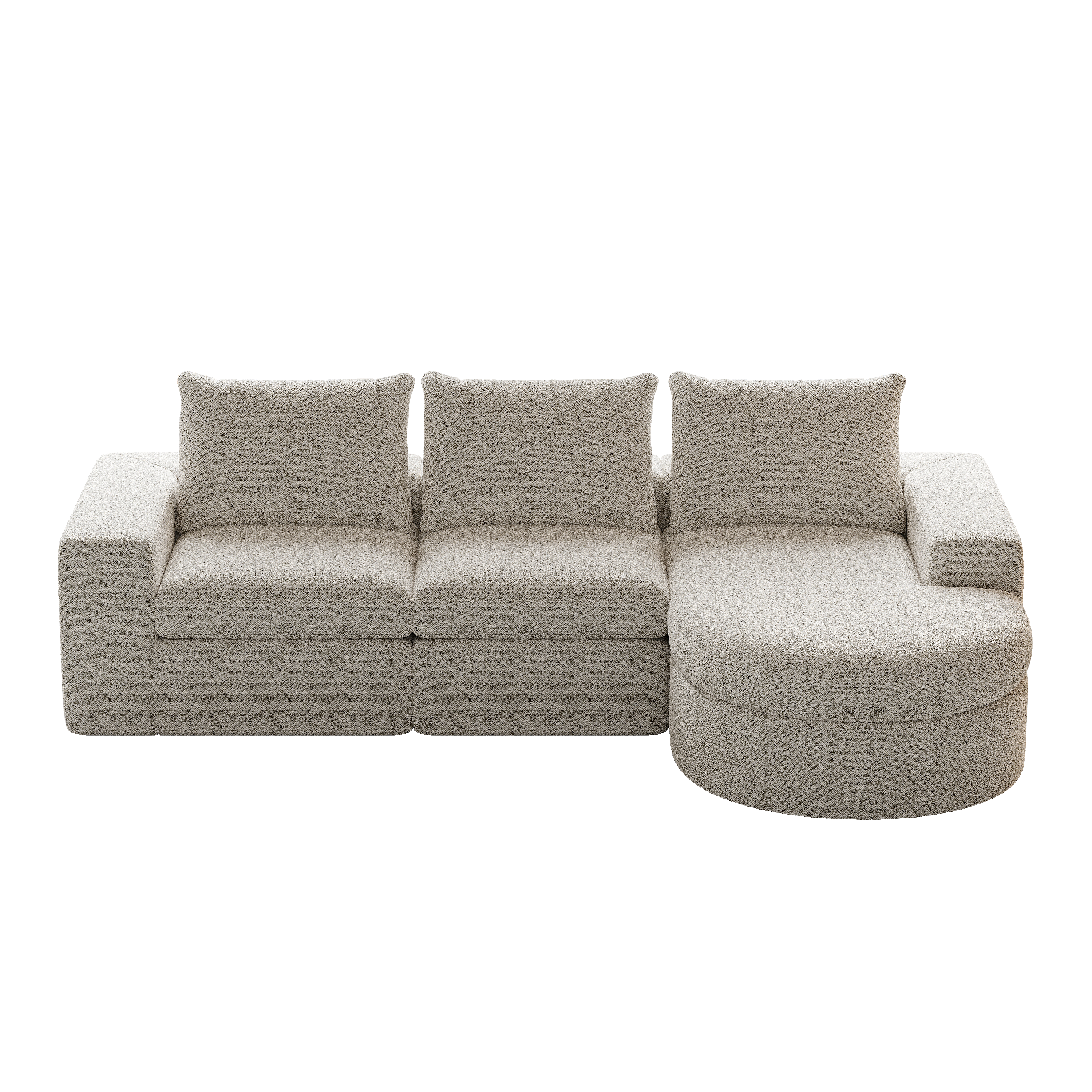 Logidon Modulair Chenille Sofa 3-zits Hoekbank Ligstoel Beige