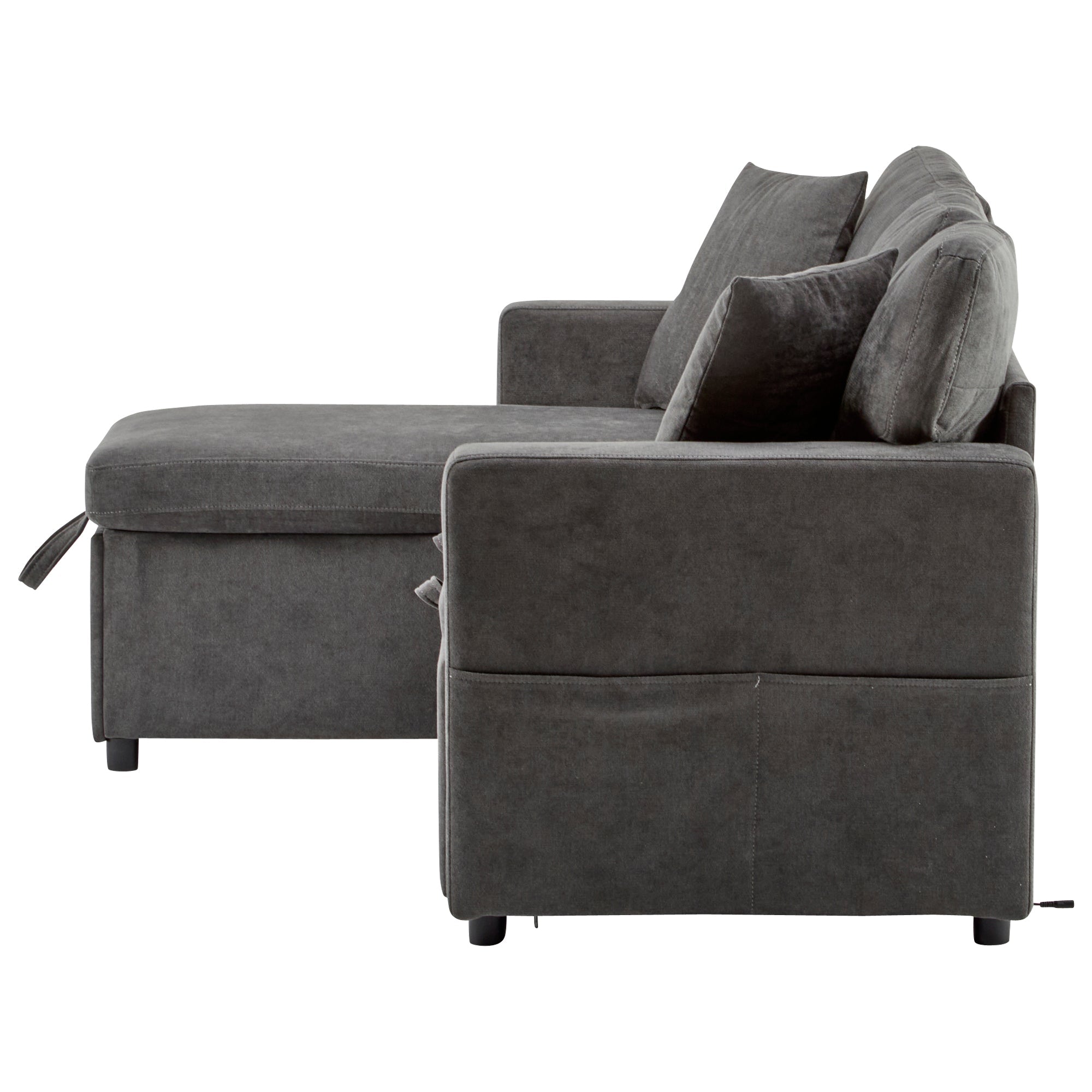 Logidon Corner Sofa Gray Extendable Bed With Bed Box Shelf 214x131