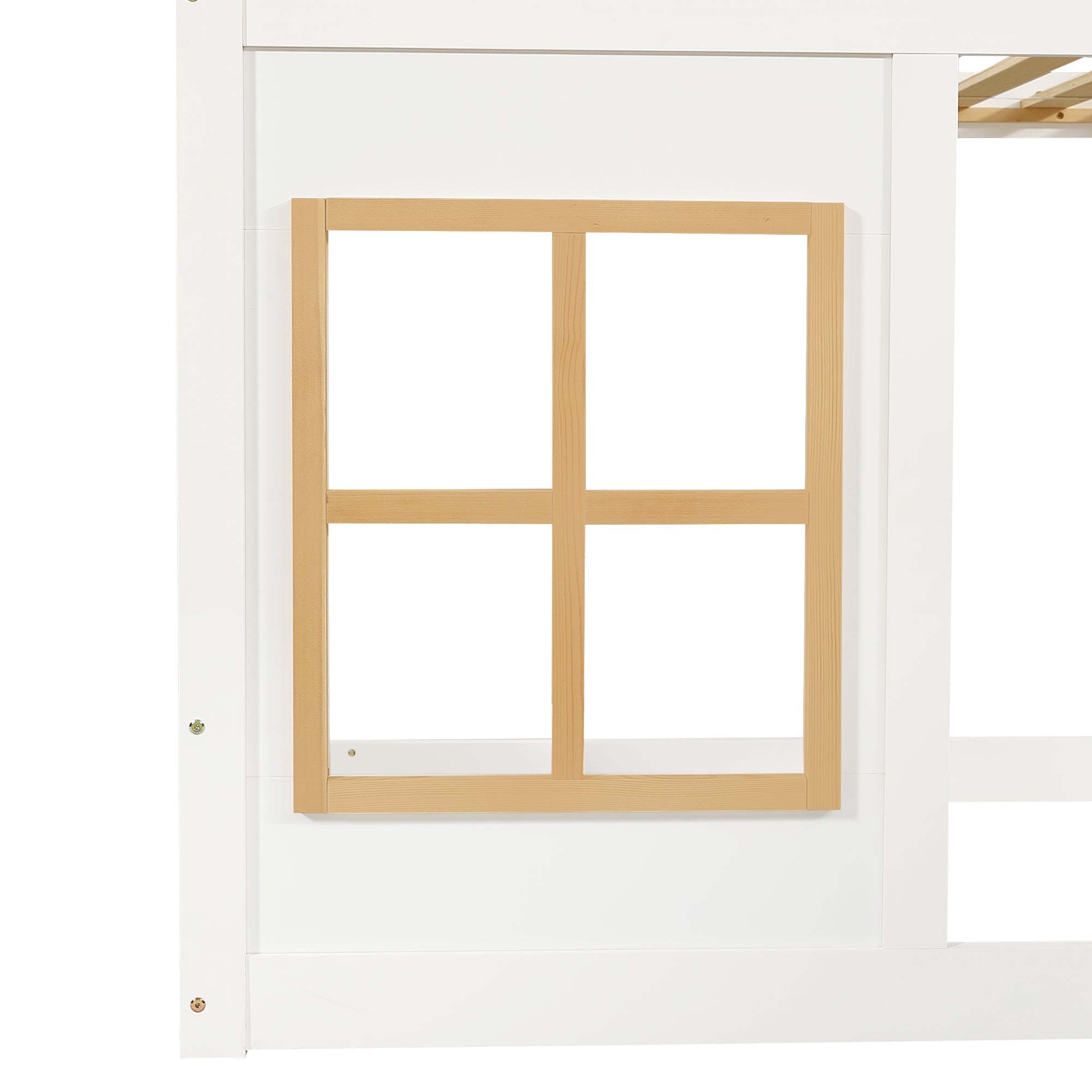 Logidon stapelbed 90x200 wit naturel met vierzijdig hekwerk
