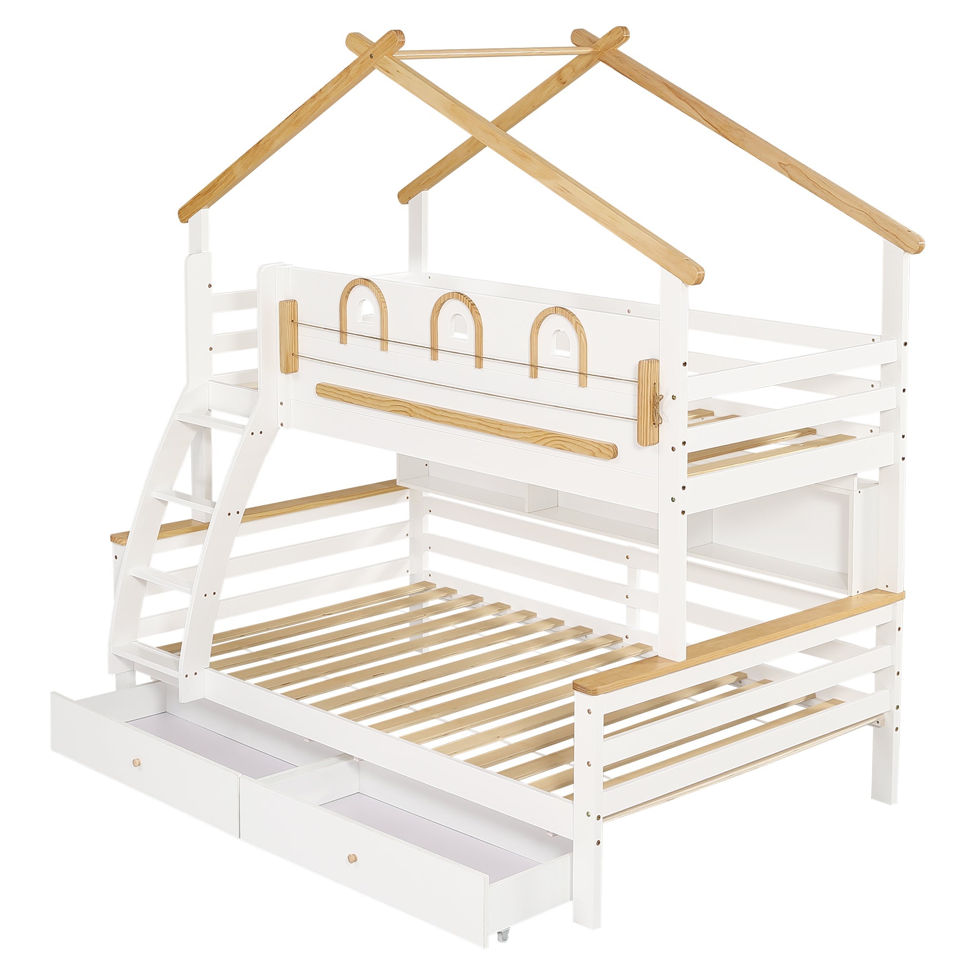 Logidon stapelbed wit naturel 90x200cm en 120x200cm twee lades