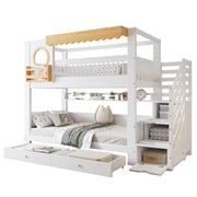 Logidon stapelbed 90x200 cm wit-naturel met trapkast