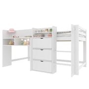 Logidon halfhoogslaper 90x200 cm wit opbergruimte entertainment