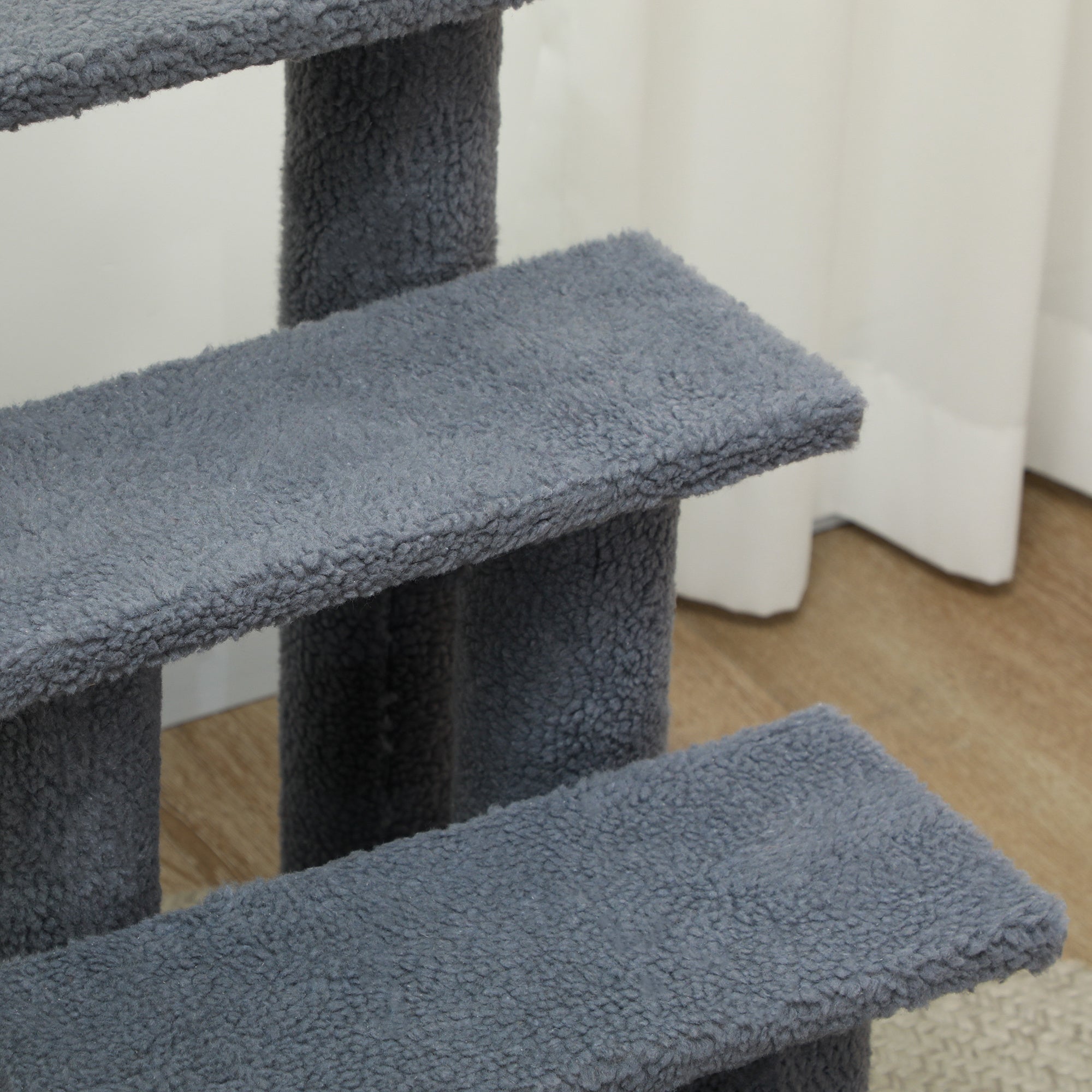 Logidon Kattentrap Hondentrap 4 treden Grijs 63x43x60 cm met pluche