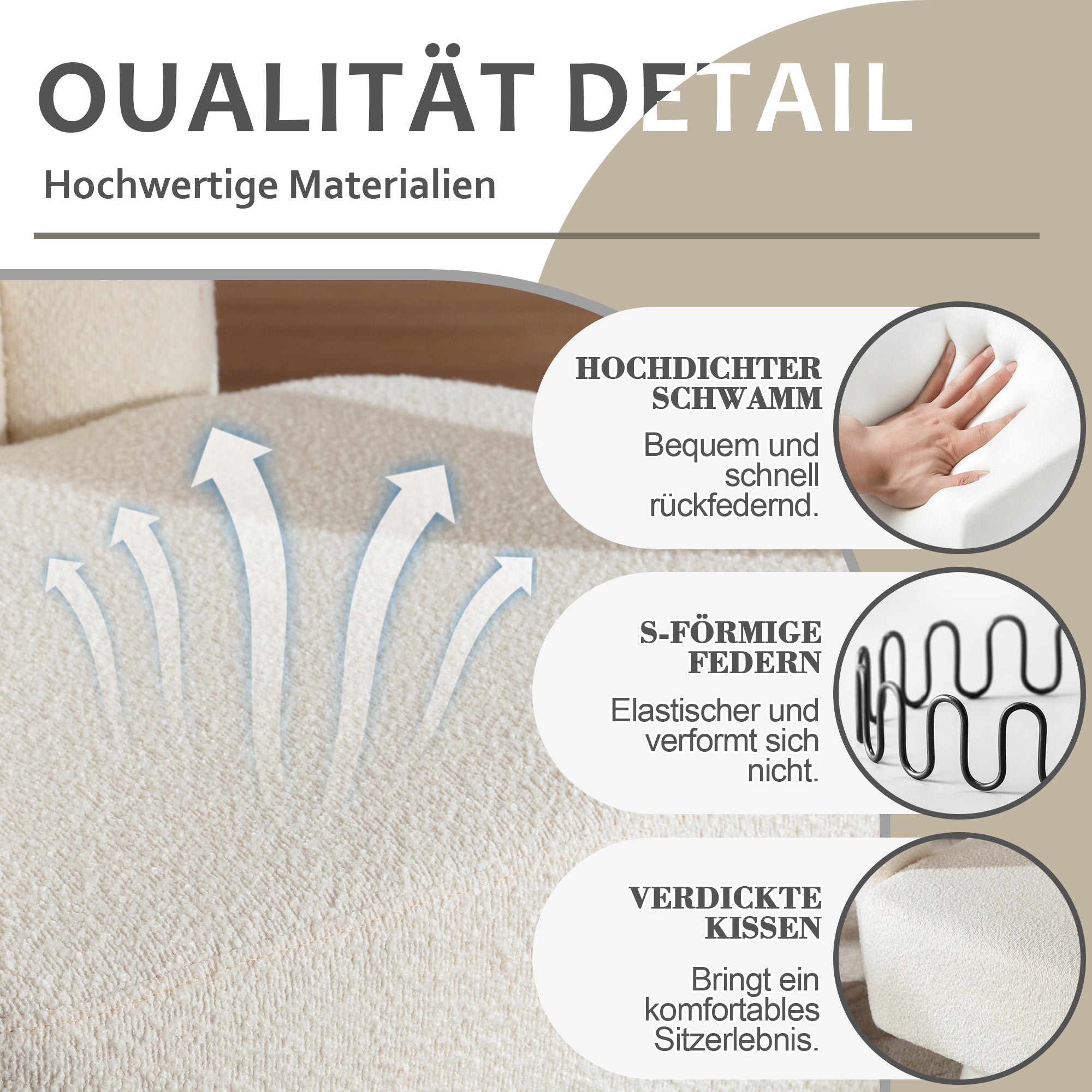 Logidon 360 Degree Rotating Cozy Accent Chair Beige Bouclé