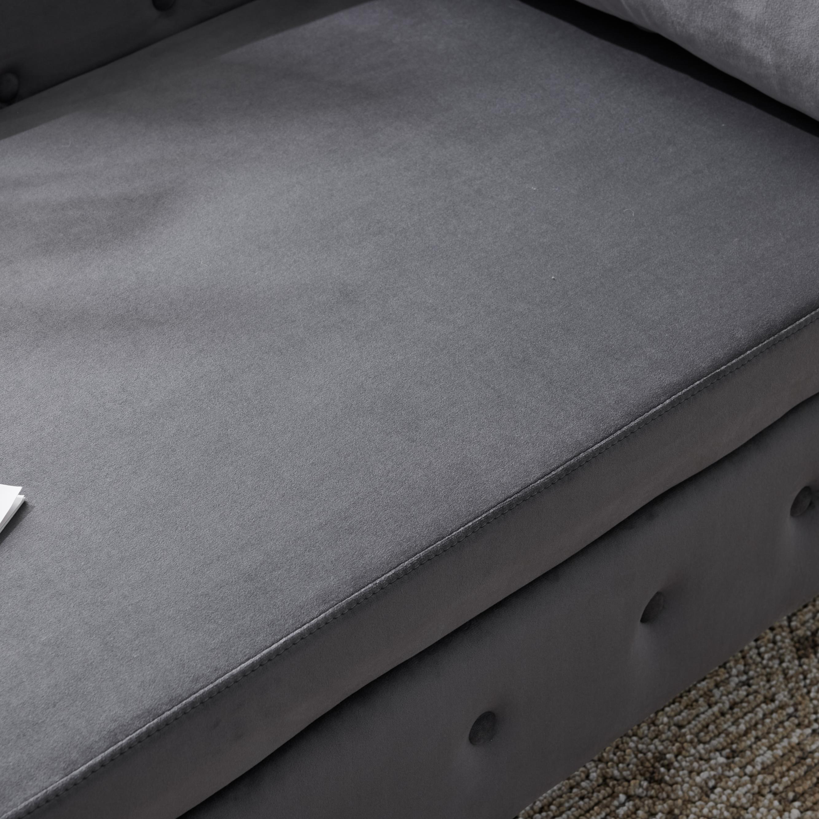 Logidon chaise longue bank grijs fluweel met opbergspijkerkop