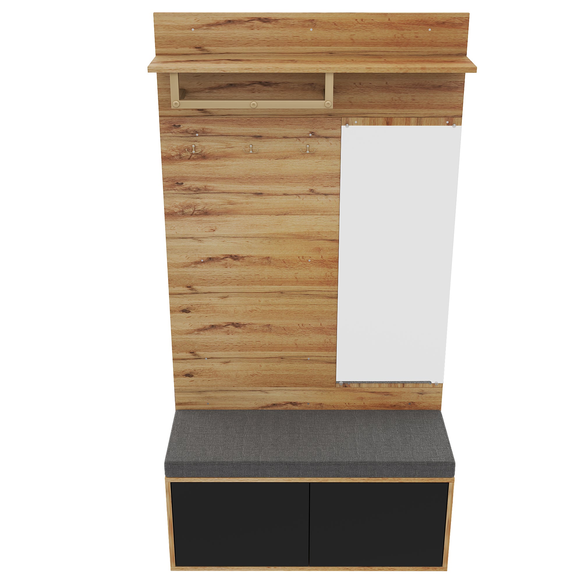 Logidon Kledingkastset Compacte kledingkast met spiegel Zwart 100x38x190