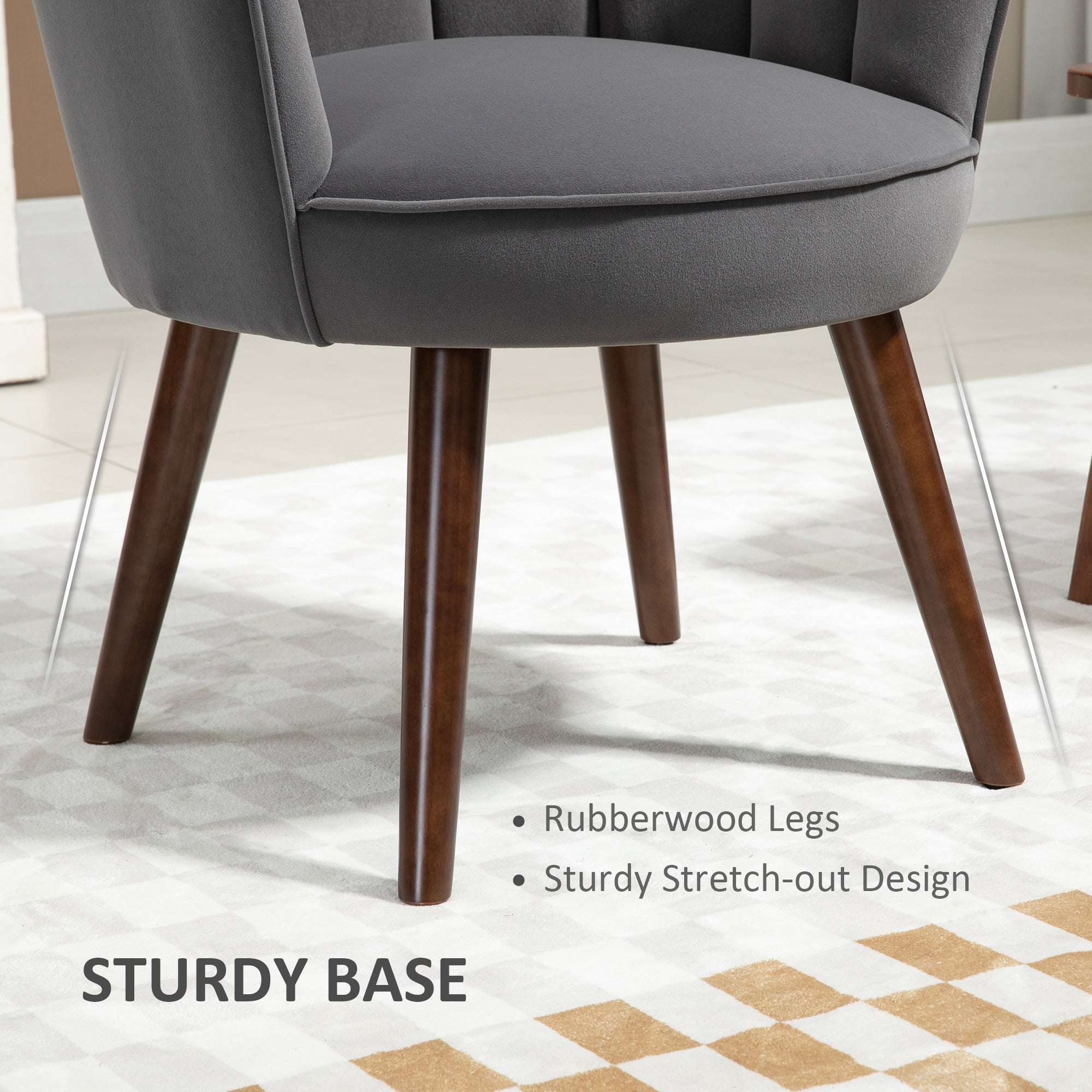 Logidon eetkamerstoel donkergrijs stof armleuningen fauteuil 66x72x79 cm