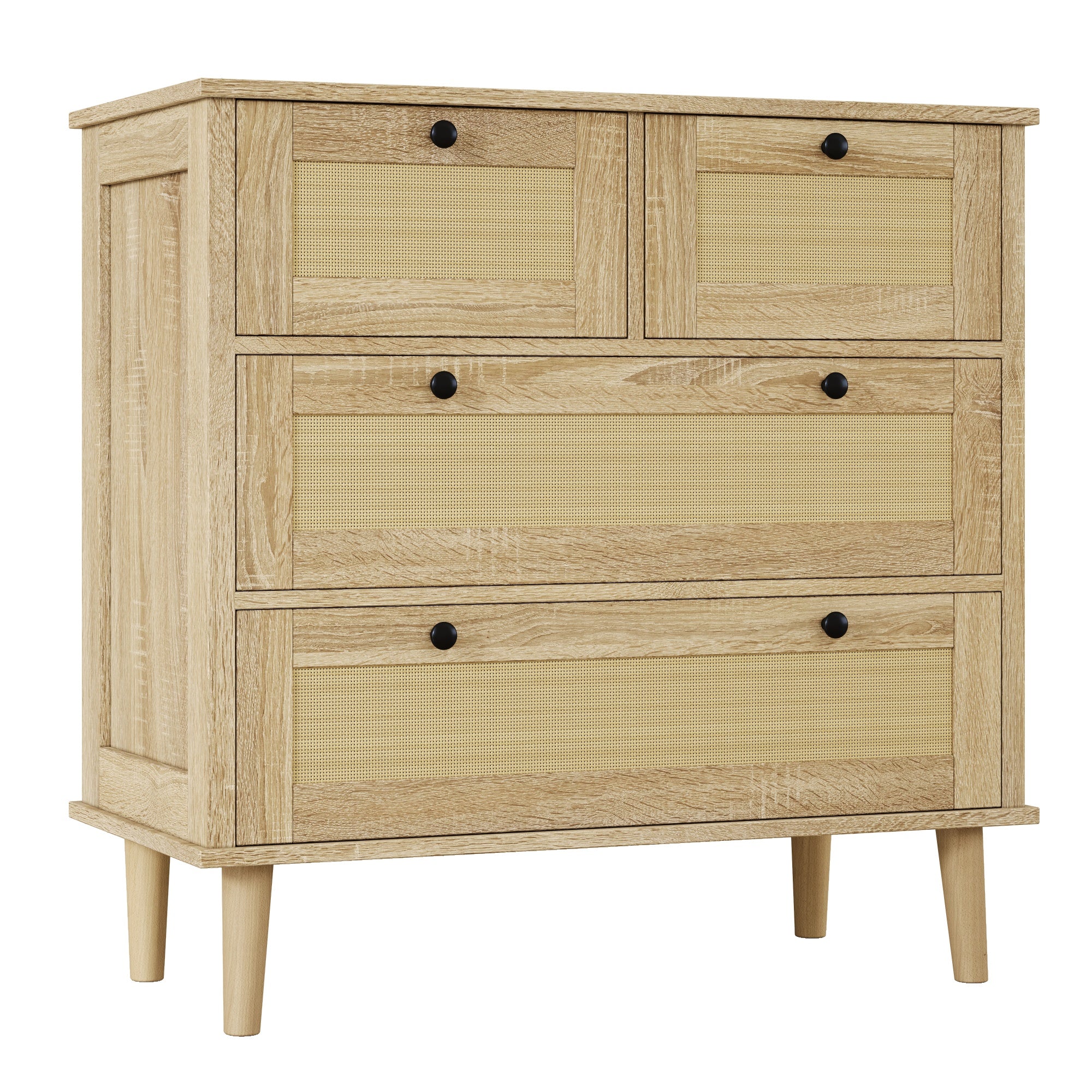 Logidon ladekast met 4 lades en rotan front naturel 80x40x80 cm