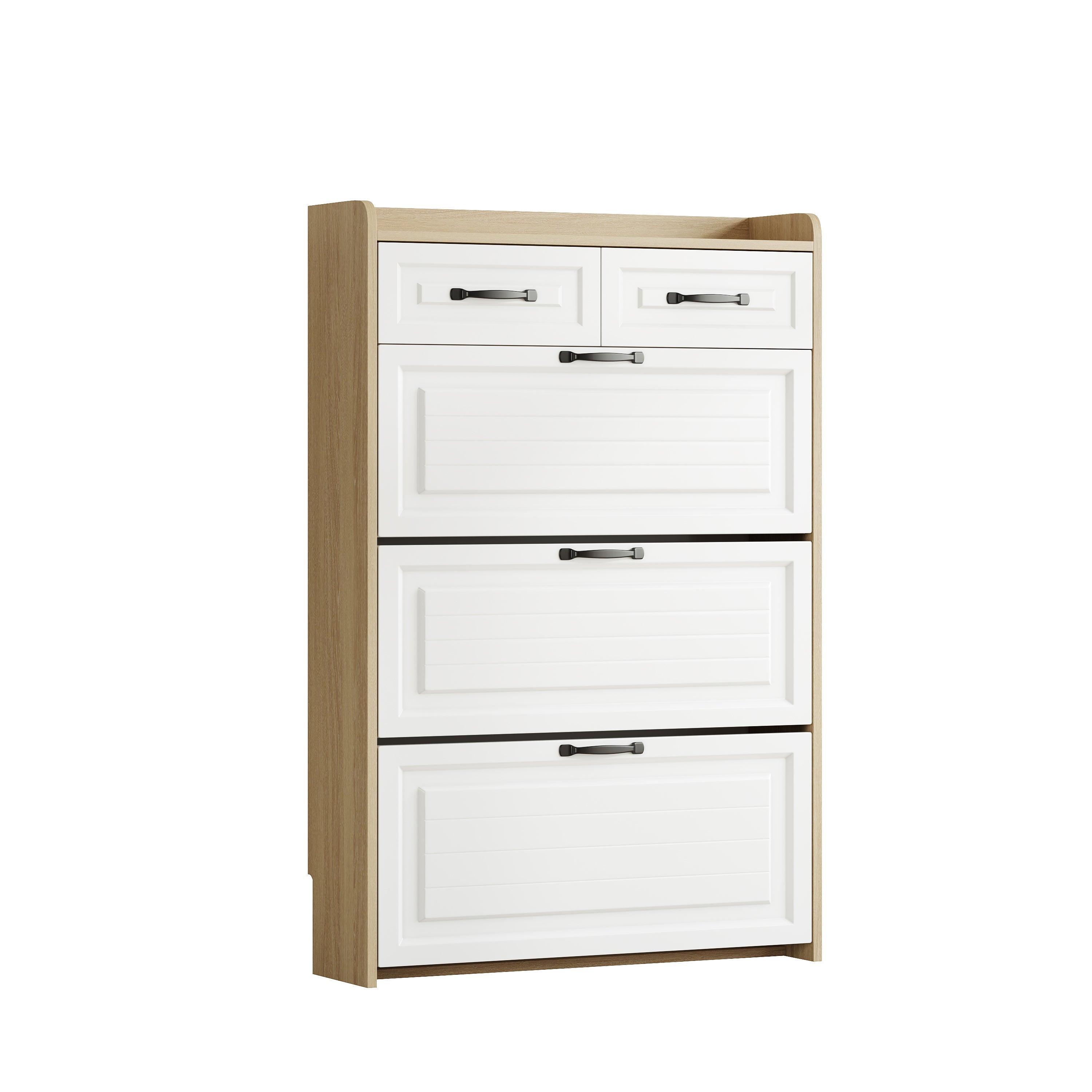 Logidon shoe chest white rotating shoe cabinet 3 flaps 2 drawers
