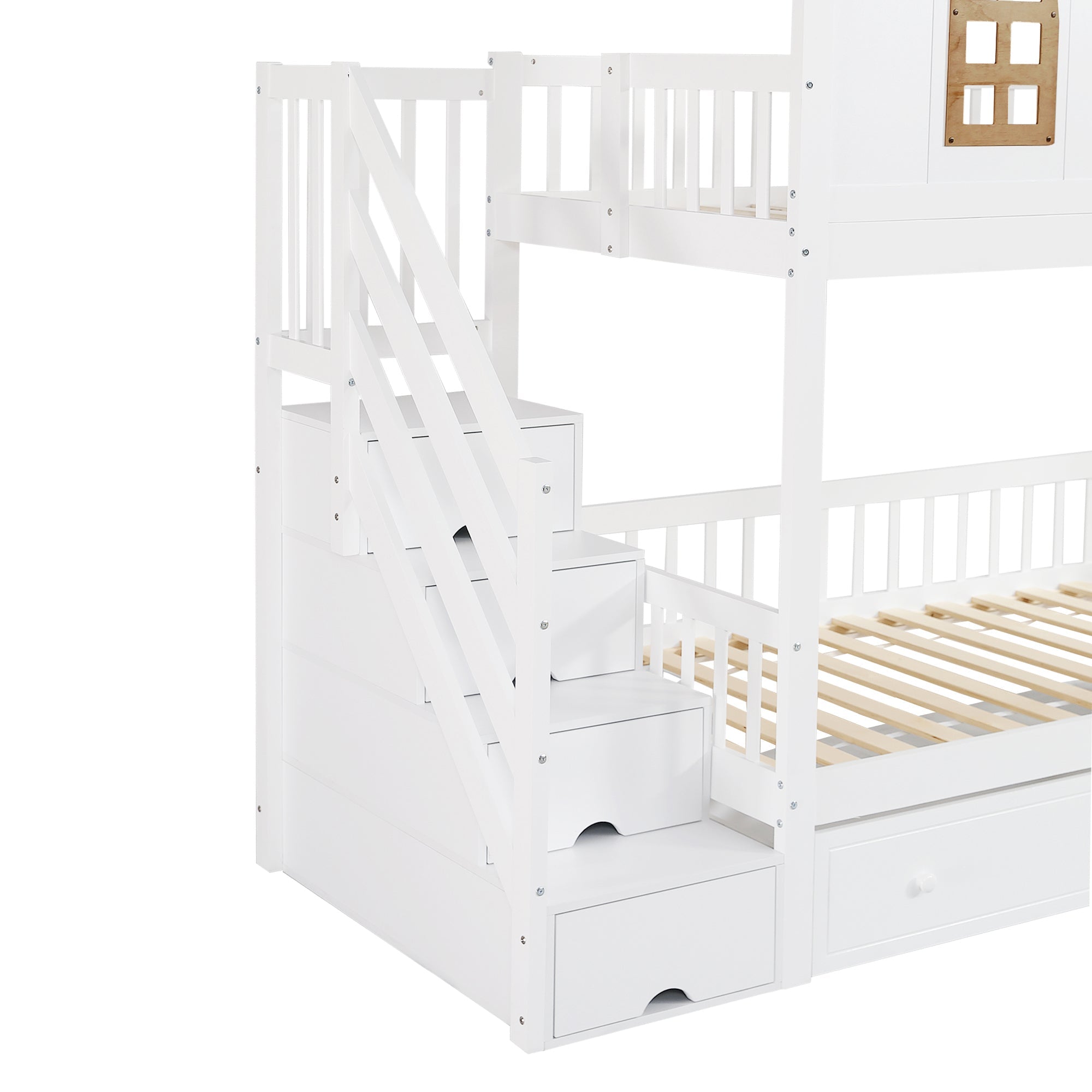 Logidon stapelbed kinderbed wit naturel 90x200 cm met raam