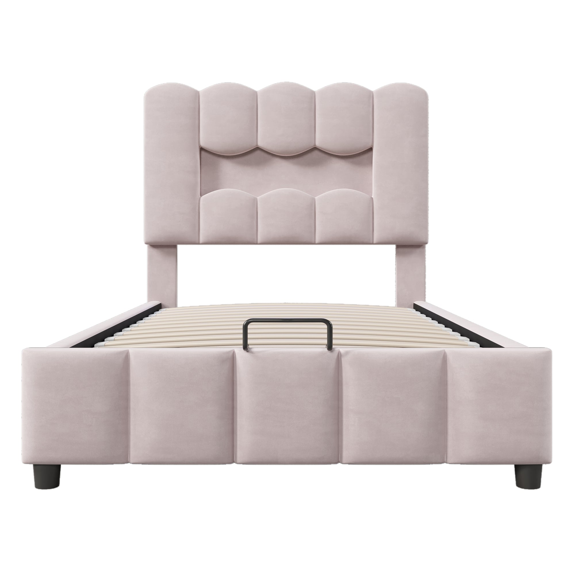 Logidon upholstered bed 90x200 pink velvet LED lighting hydraulic