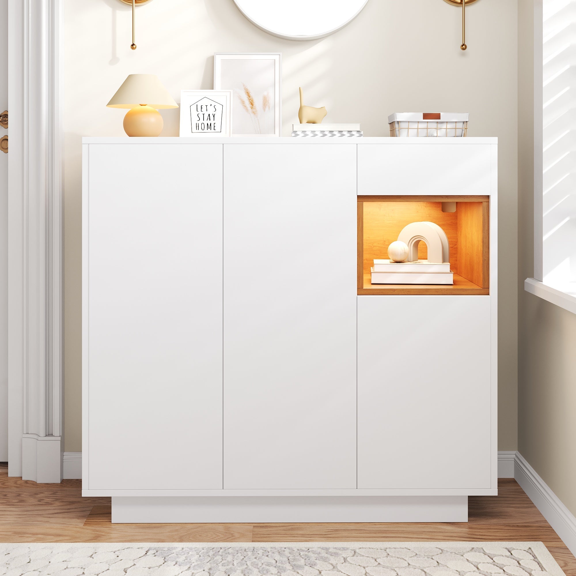 Logidon schoenenkast wit LED verlichting verstelbare planken 105x39,5x100,5 cm