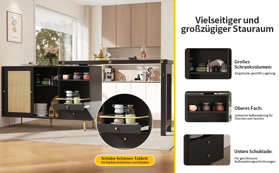 Logidon 360 graden draaibare bartafel met rotan deuropbergruimte zwart