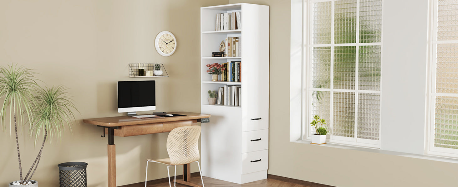 Logidon 180 cm smalle boekenkast wit met zijladen