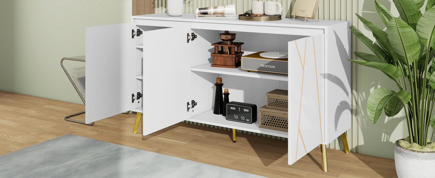 Logidon Dressoir Modern Wit 3-deurs Greeploos 140 cm