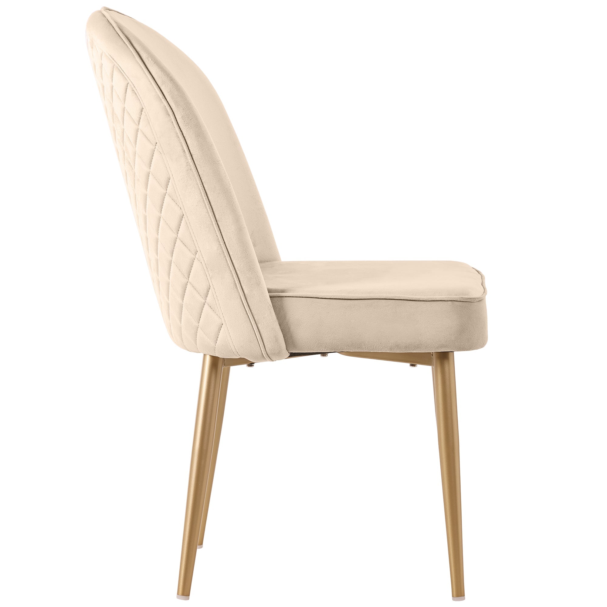 Logidon Set van 2 eetkamerstoelen beige fluweel met gouden poten
