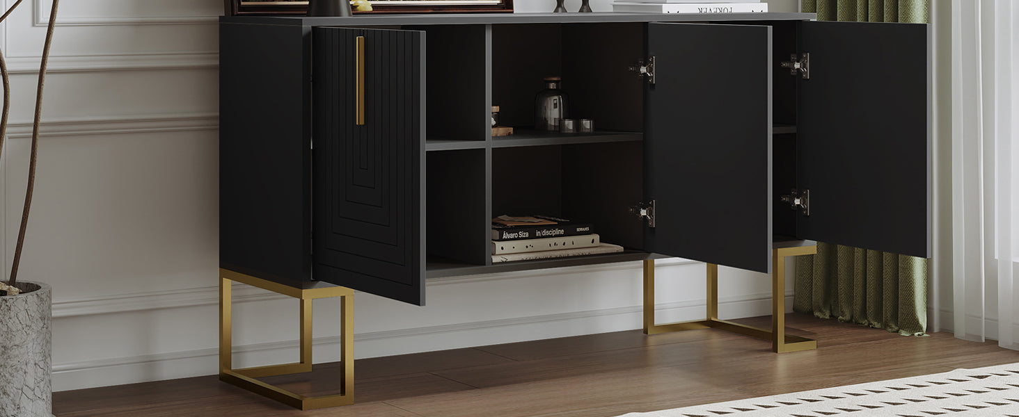 Logidon Dressoir 3 Deurs Zwart Met Verstelbare Planken