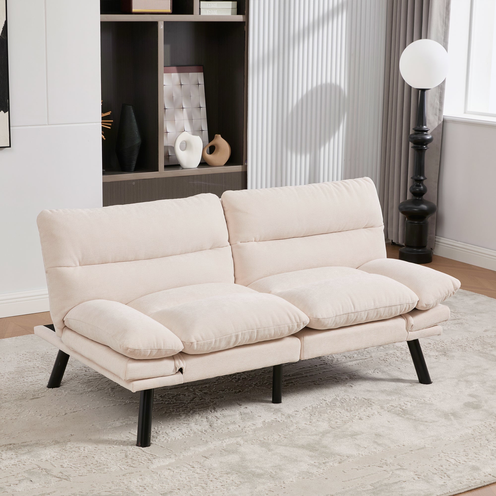 Logidon Moderne Tweezits Chenille Bank Beige Fluweel 165 x 90 x 76 cm