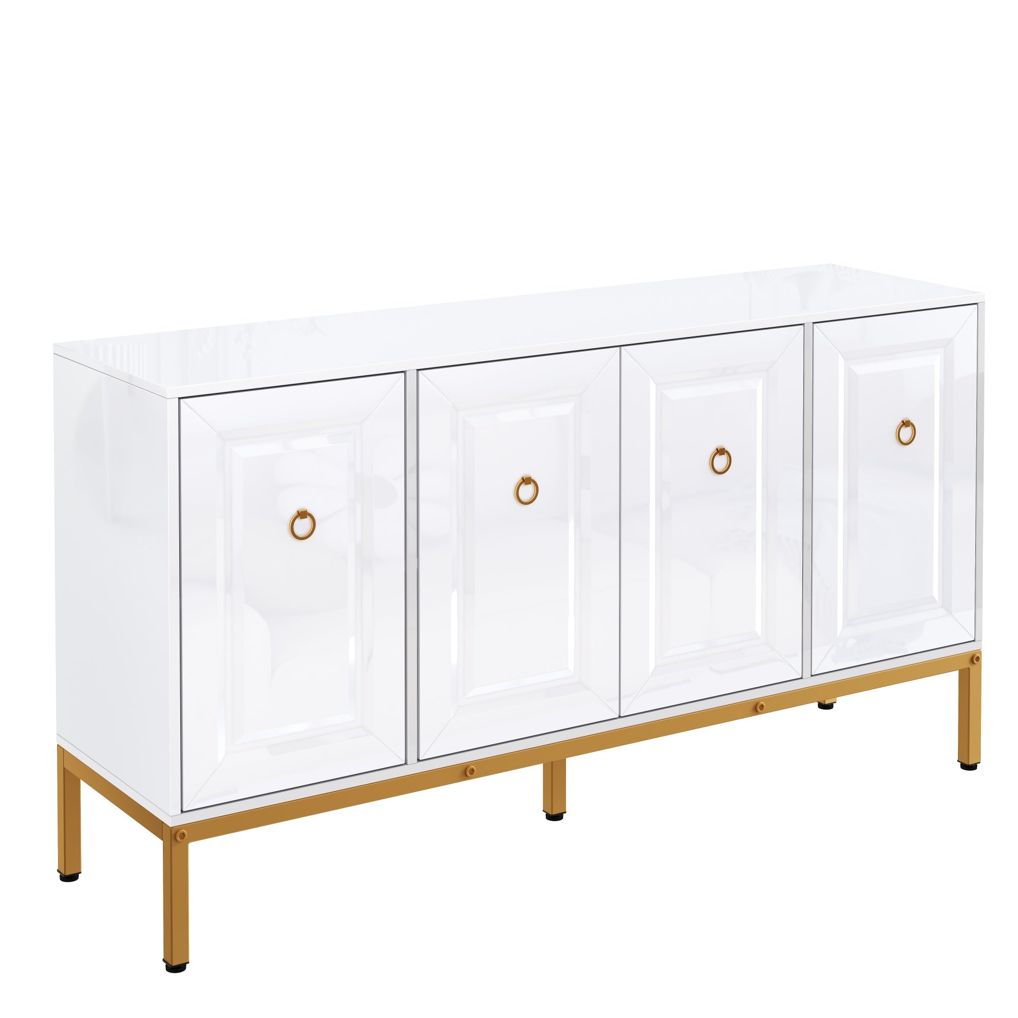 Logidon dressoir hoogglans wit 140x80x40 cm gouden handgrepen