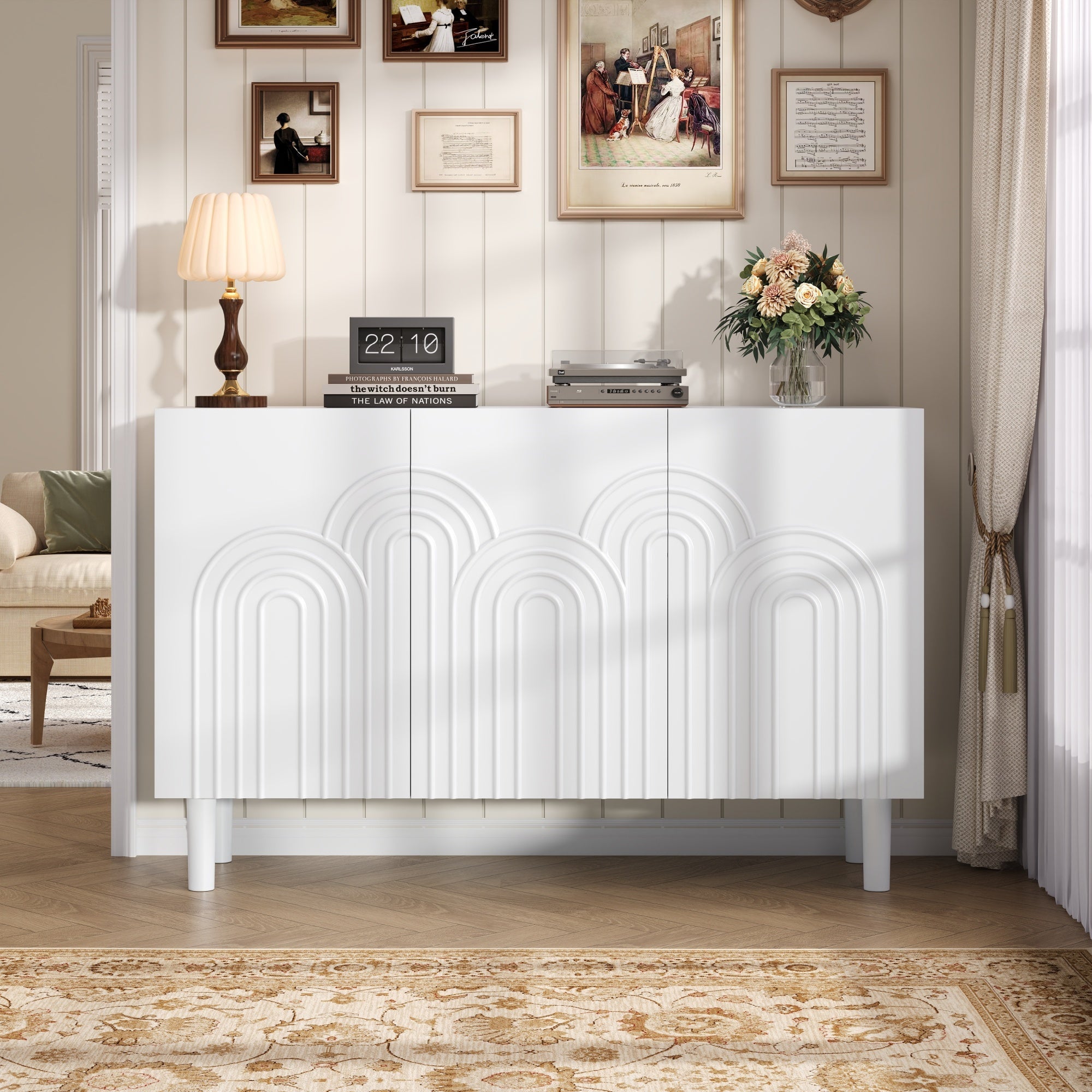 Logidon Dressoir 120x38,5x79 cm Wit MDF met 3 deuren