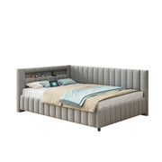Logidon sofa bed 140x200 gray with LED light and USB charging port