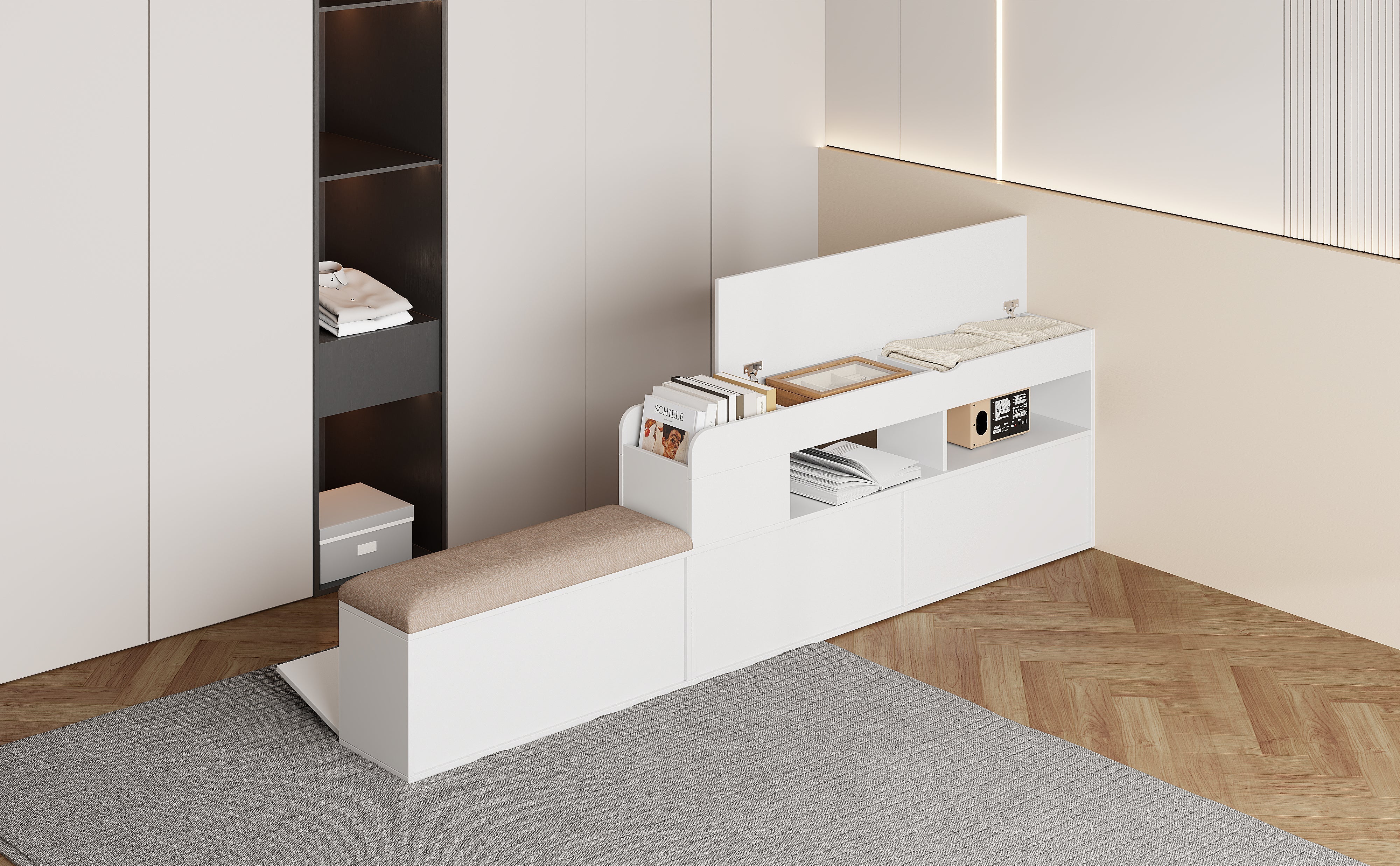 Logidon massief houten combinatiebed 140x200 cm wit met opbergruimte