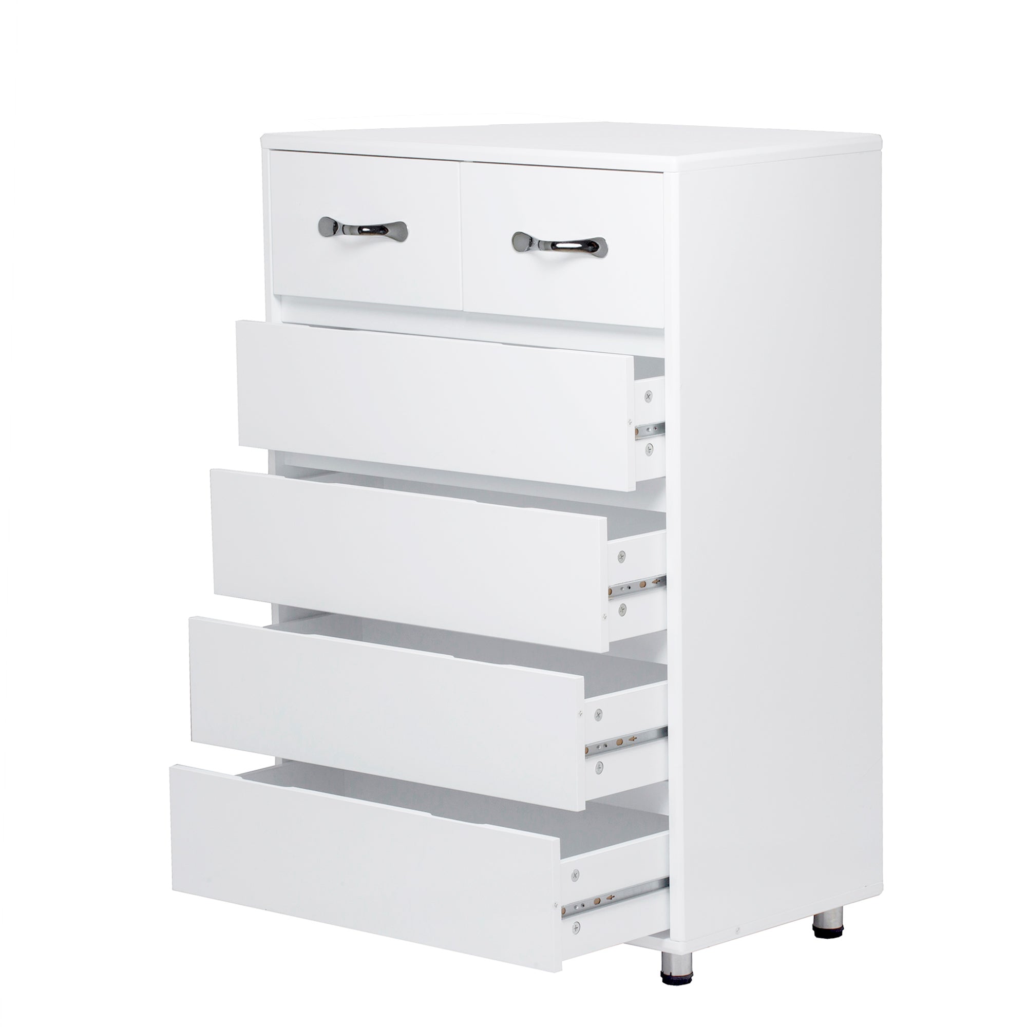 Logidon nachtkastje met zes lades wit 70x40x103 cm MDF modern design