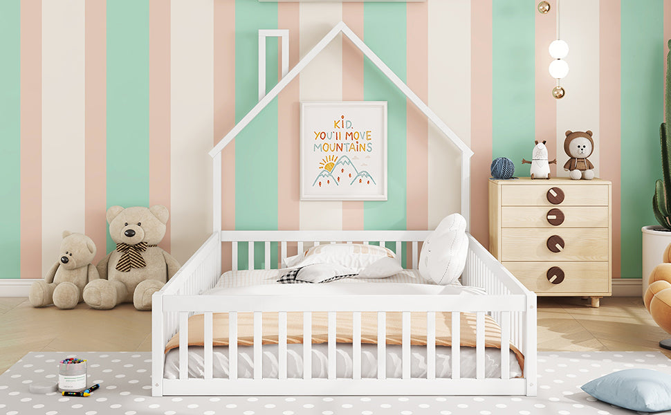 Logidon kinderbed 140x200 schouwvorm wit grenenhout met lattenbodem