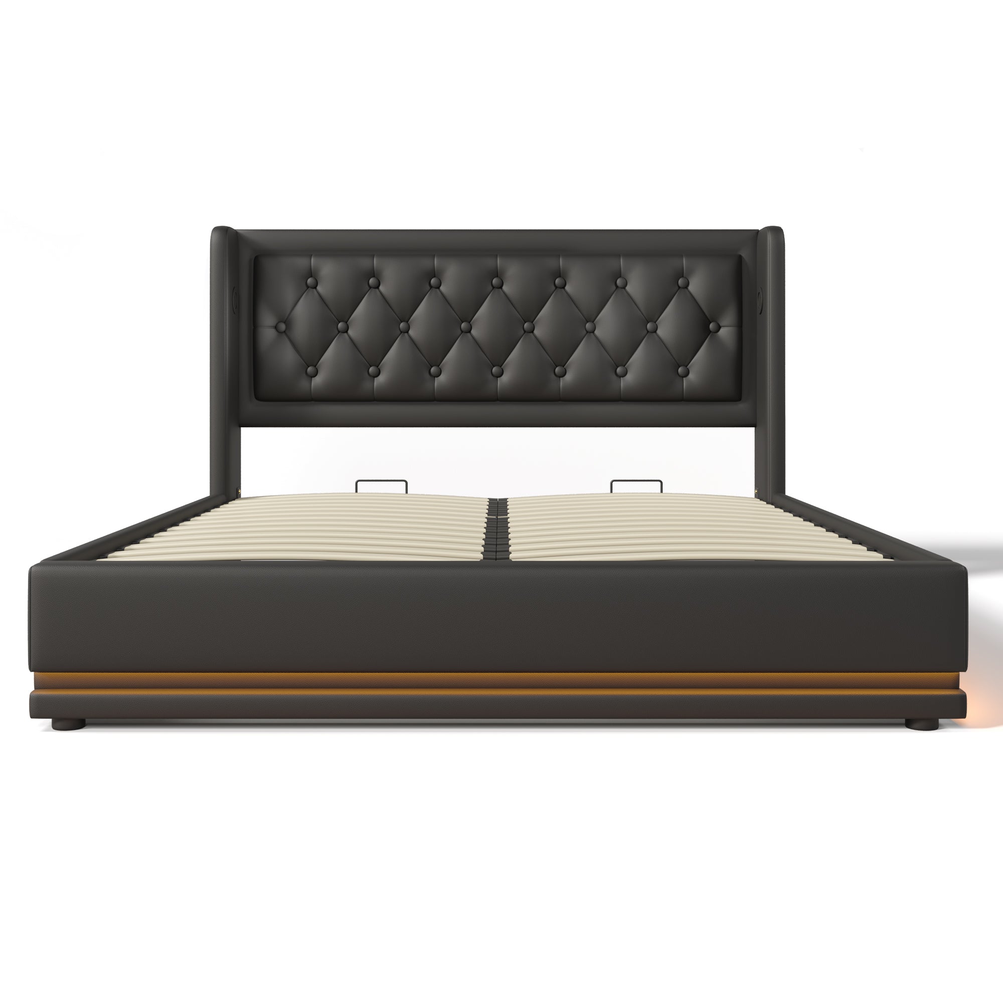 Logidon gestoffeerd bed 160x200 zwart PU met opbergruimte USB-C oplaadfunctie