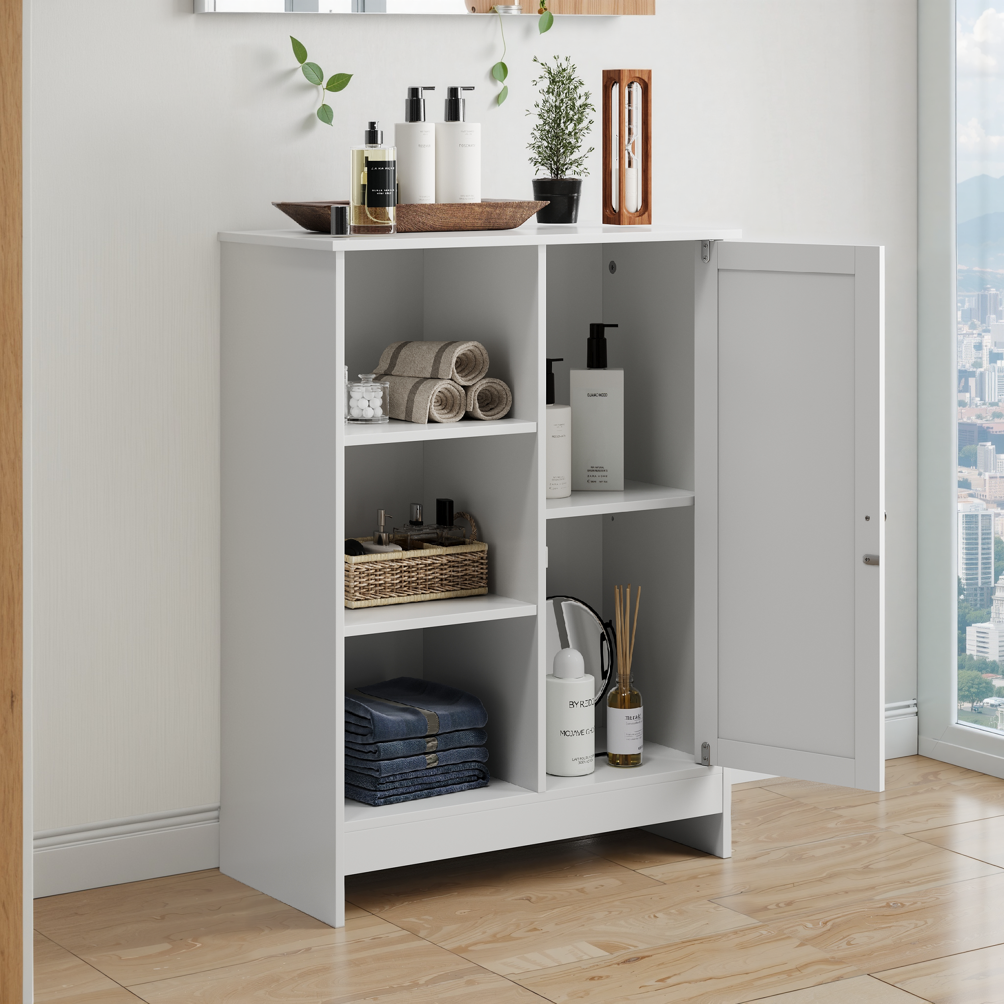 Logidon badkamermeubel wit 60x30x80 cm met 1 deur en 3 vakken