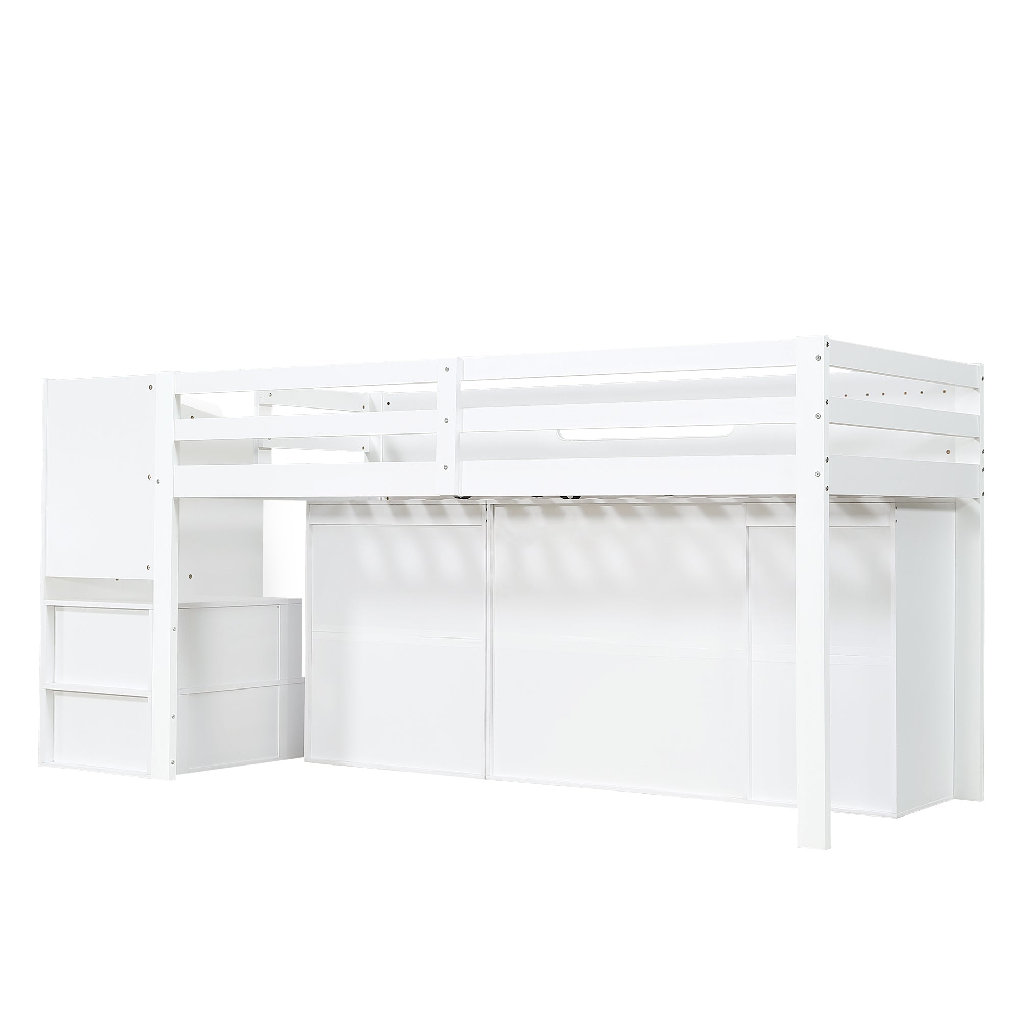 Logidon halfhoogsbed 90x200 wit met opbergtrap 2 lades