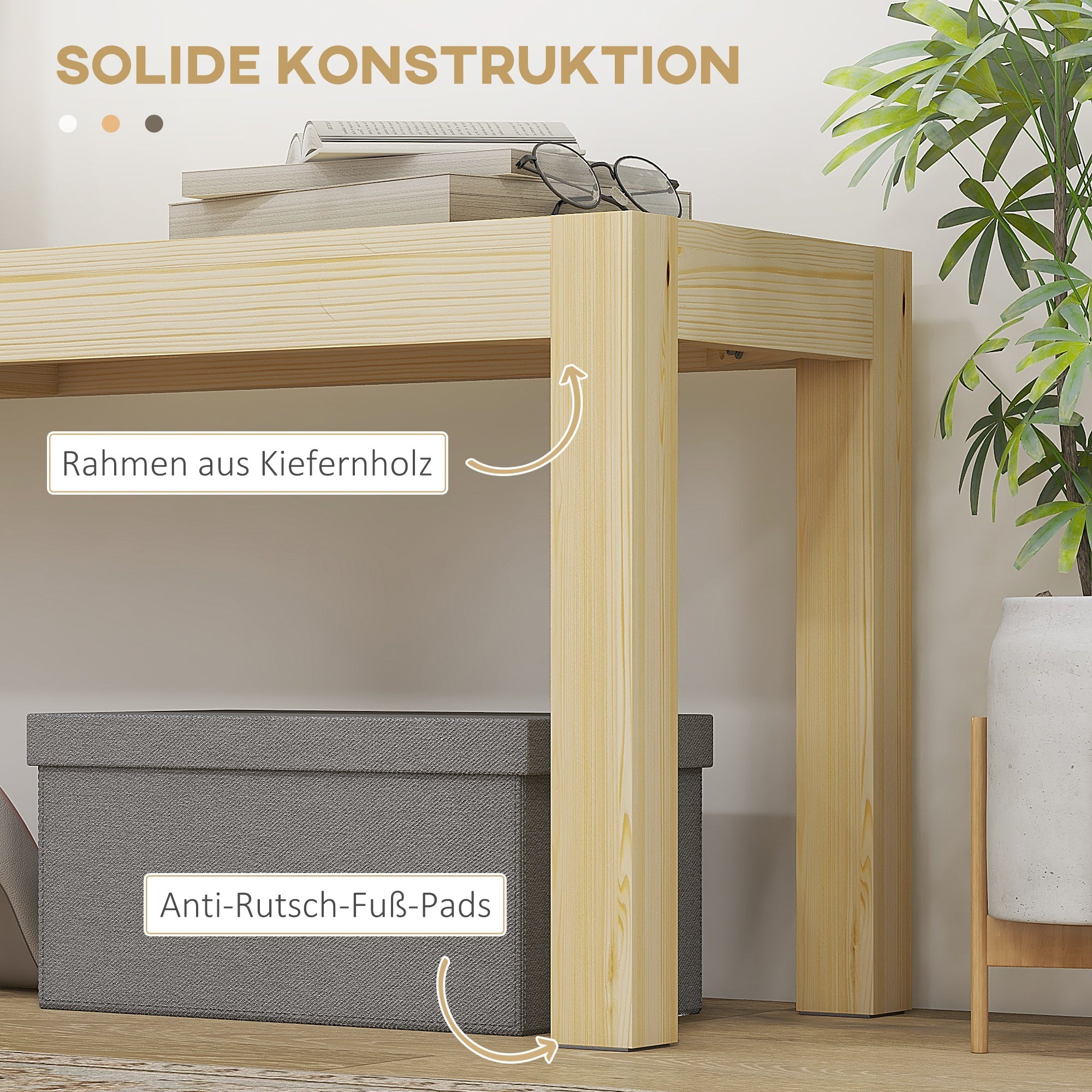Logidon bank 3-zits massief hout naturel grenen 175x33x45 cm