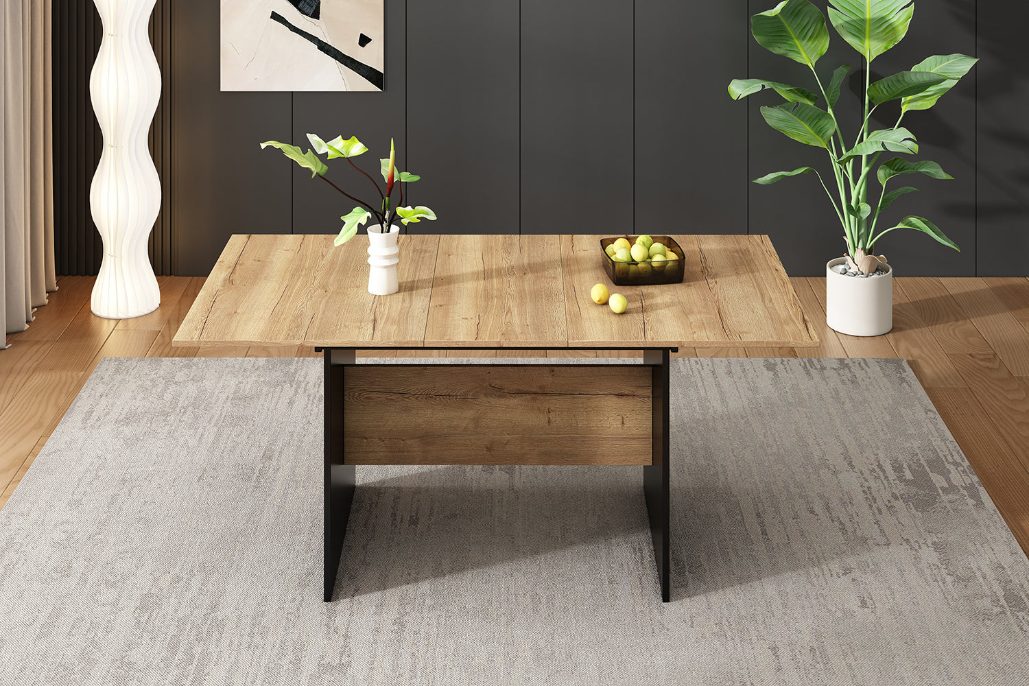 Logidon uitschuifbare eettafel 140/180x80 cm zwart walnoot MDF