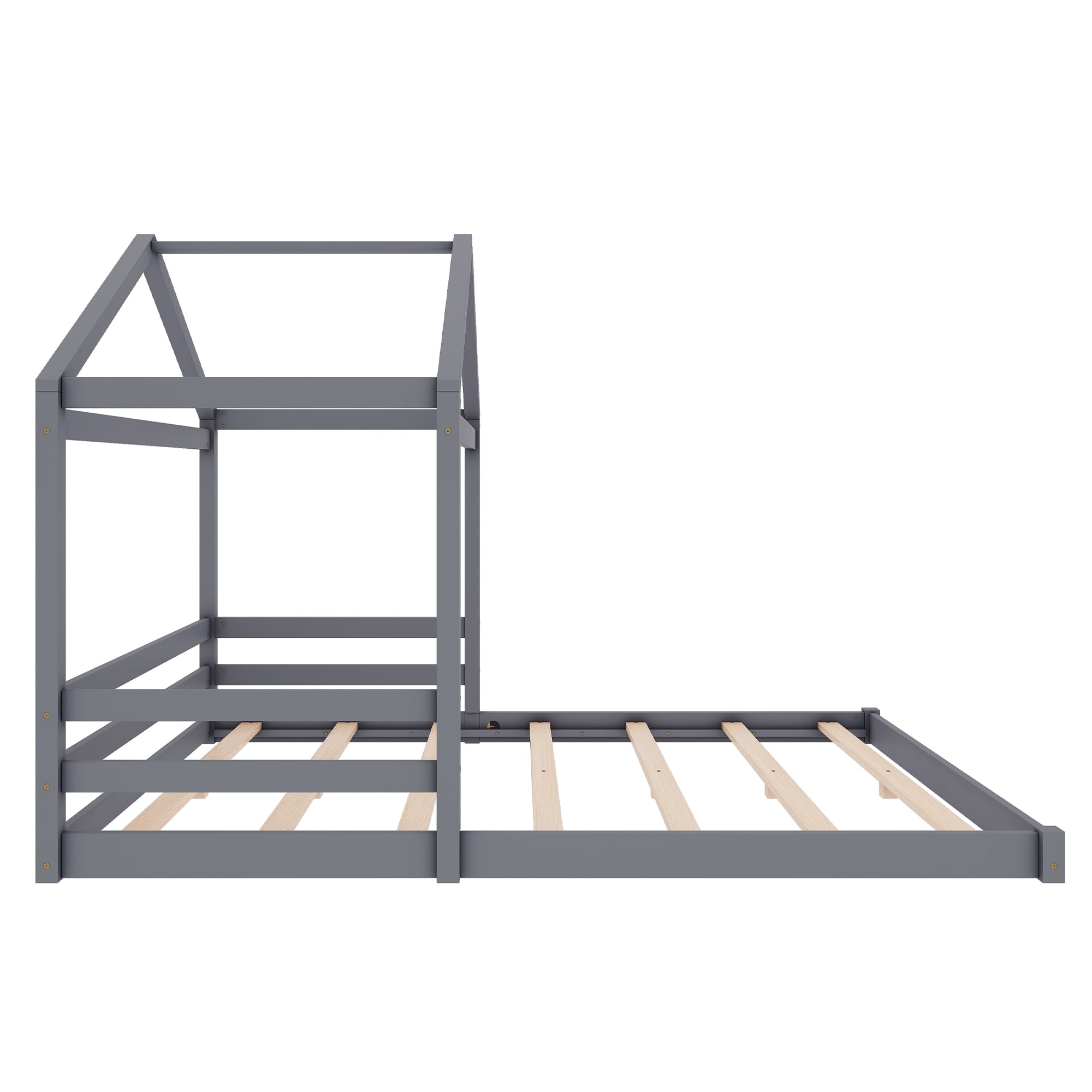 Logidon huisbed 140x200 grijs gemaakt van grenenhout met lattenbodem