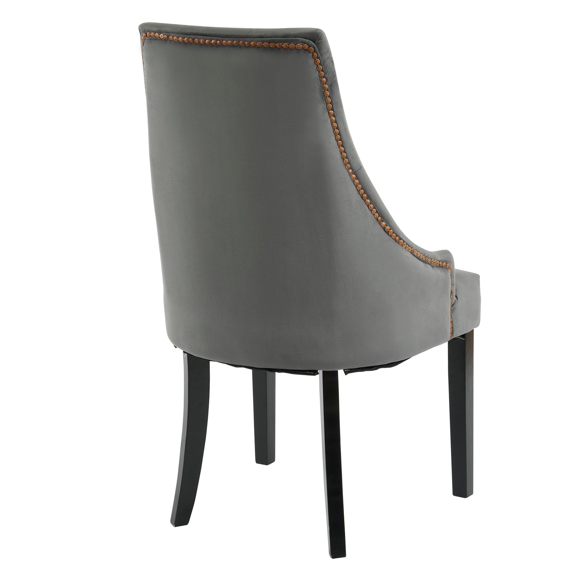 Logidon Set van 2 Retro Eetkamerstoelen Met Ronde Knopen Fluweel Grijs