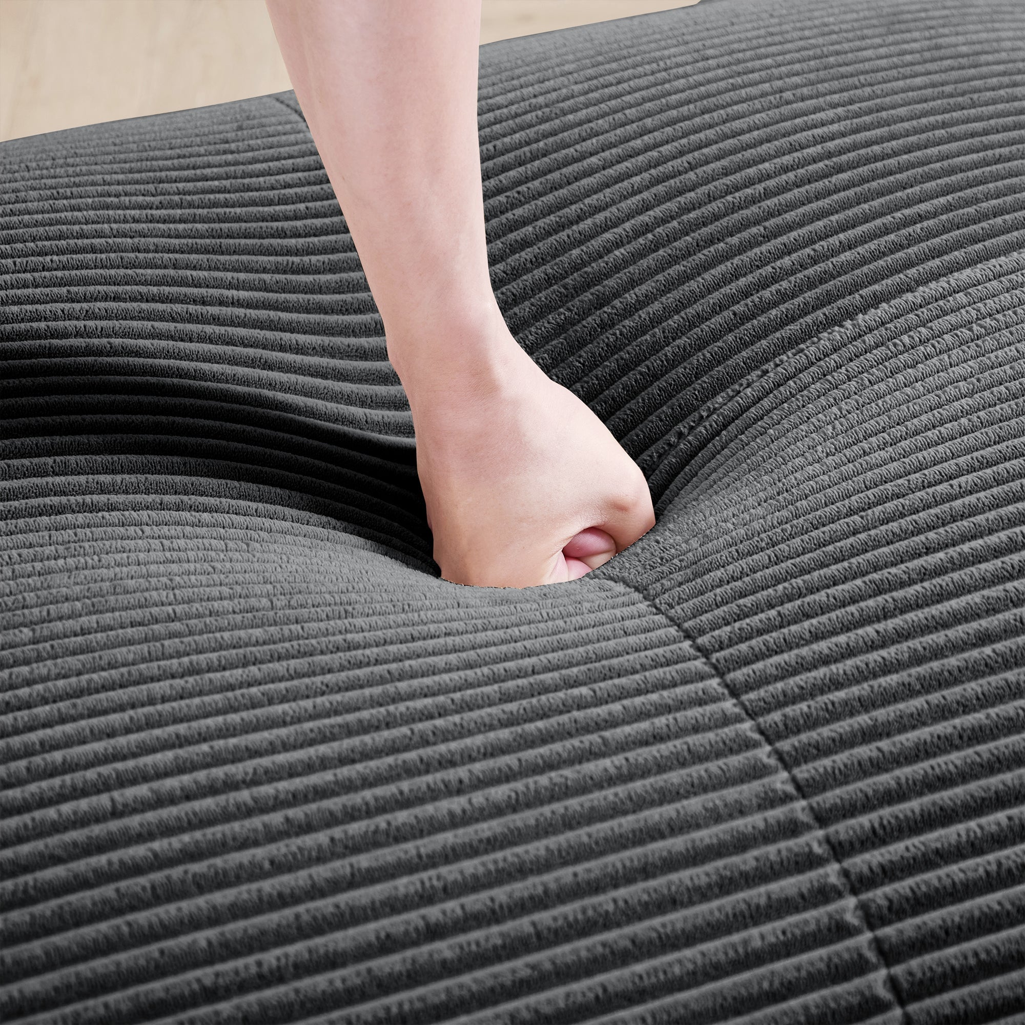 Logidon 208 centimeter loveseat bank grijs corduroy modulair ontwerp