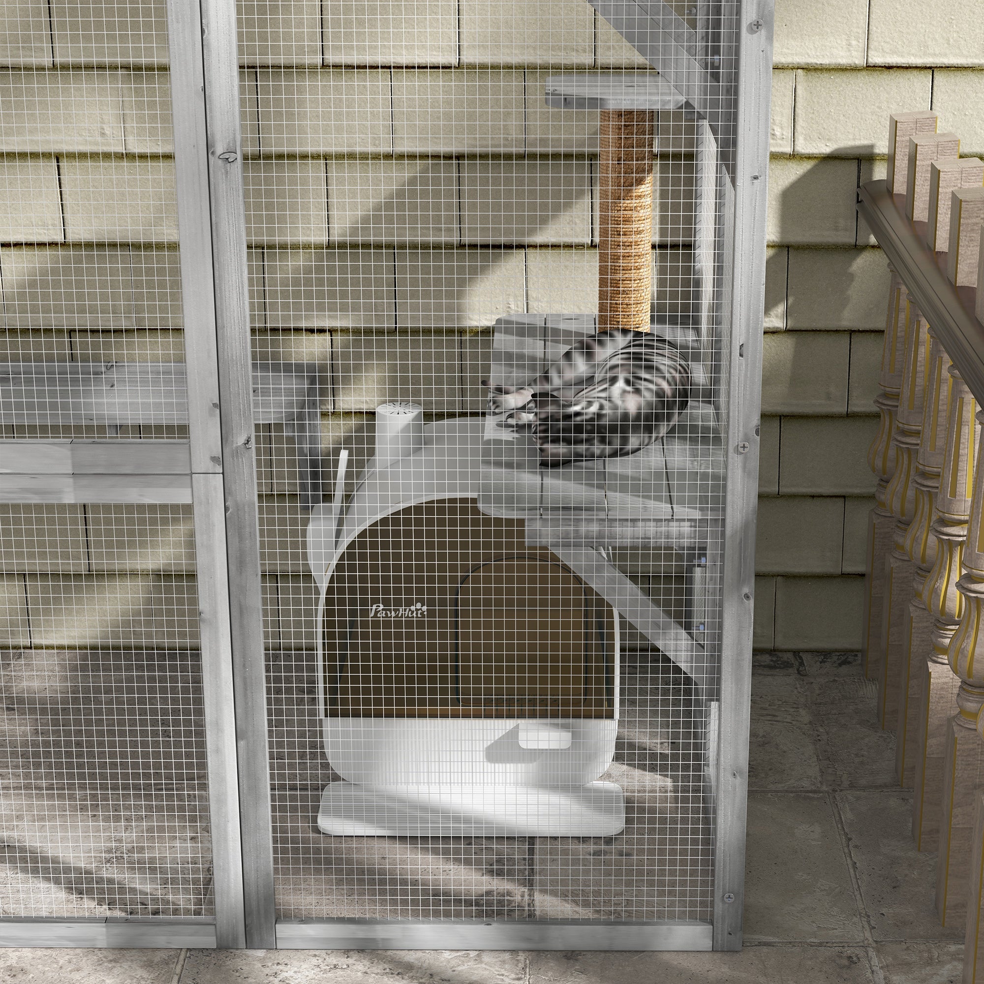 Logidon PawHut Kattenbak Met Kap Wit 43x44x47cm