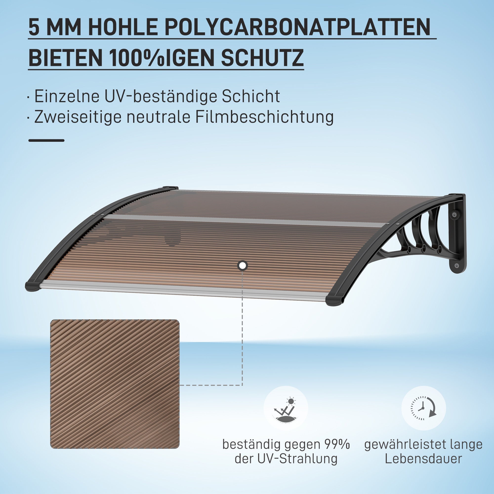 Logidon Luifel Bruin 75x100 Cm Polycarbonaat Weerbestendig