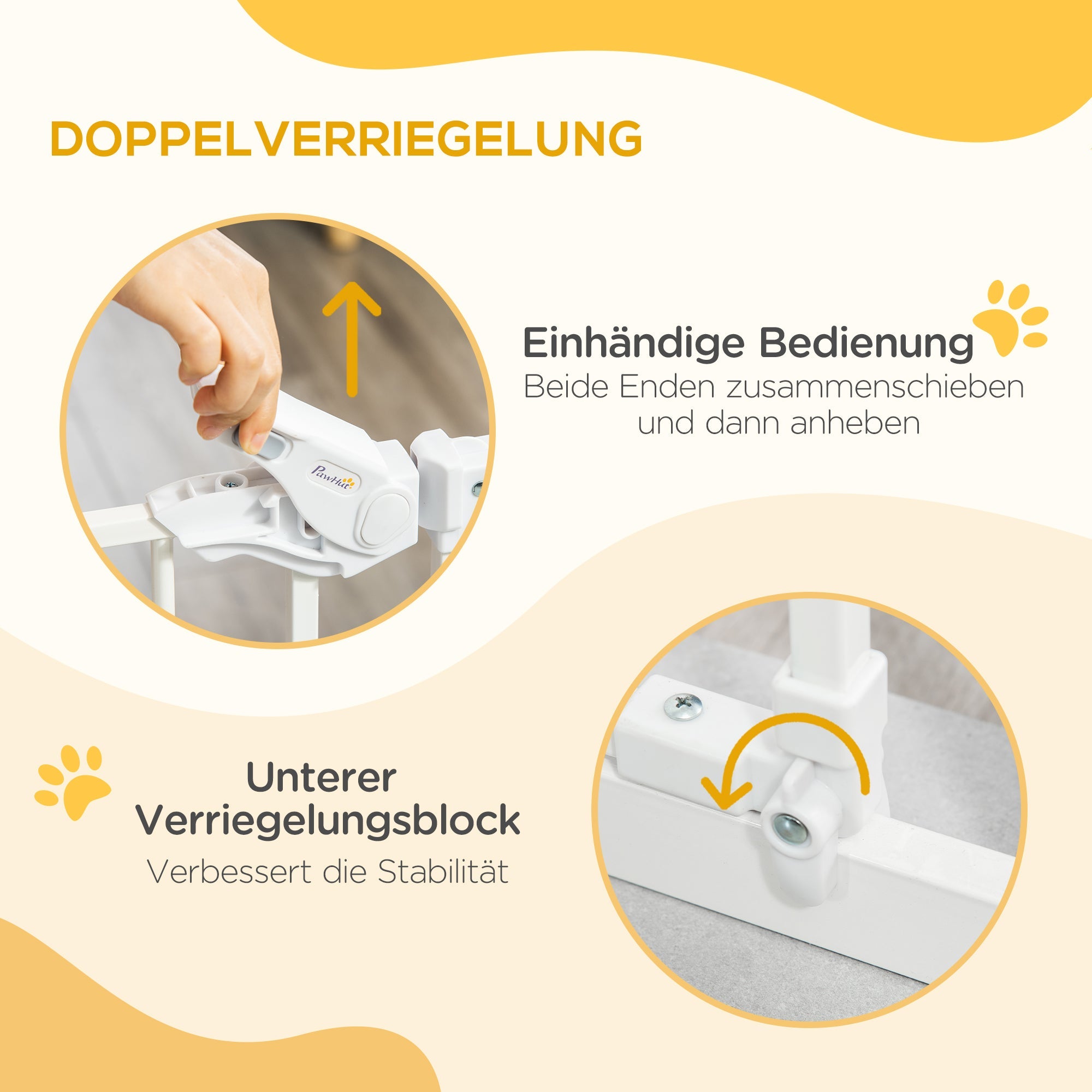 Logidon PawHut deurveiligheidshek automatisch sluitend 74-80 cm wit