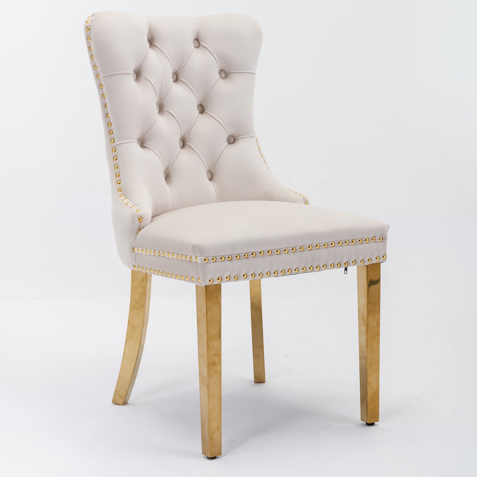 Logidon Nikki Collection Velours Stoel Beige Gouden Poten Set 2