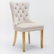 Logidon Nikki Collection Velor Chair Beige Golden Legs Set 2