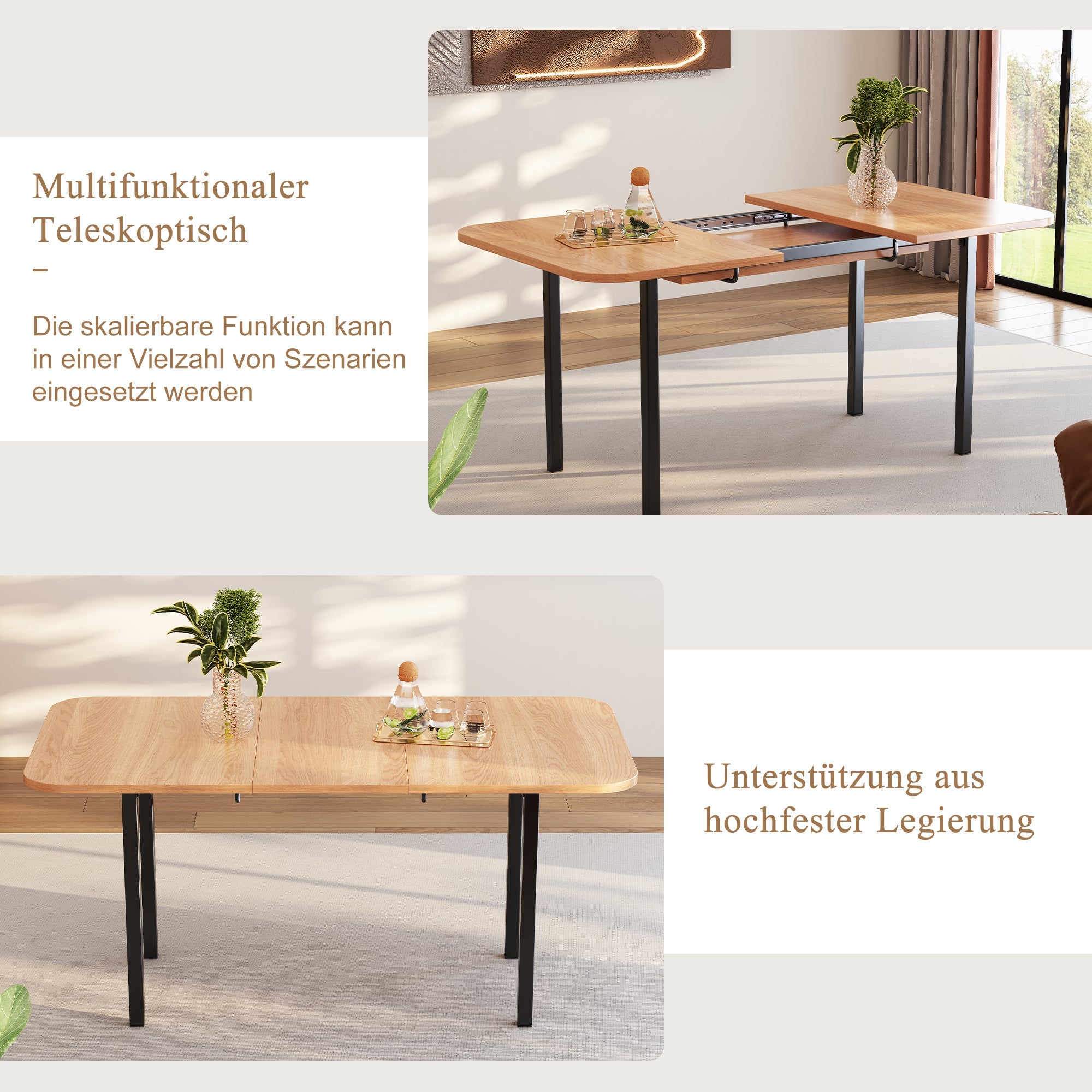 Logidon uitschuifbare eettafel 120-160 cm naturel eiken