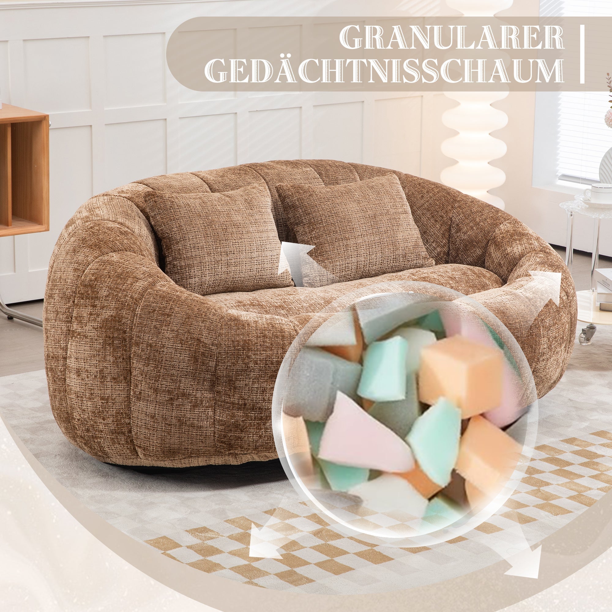 Logidon Zitzakbank Luxe Chenille Koffie Lounge Stoel